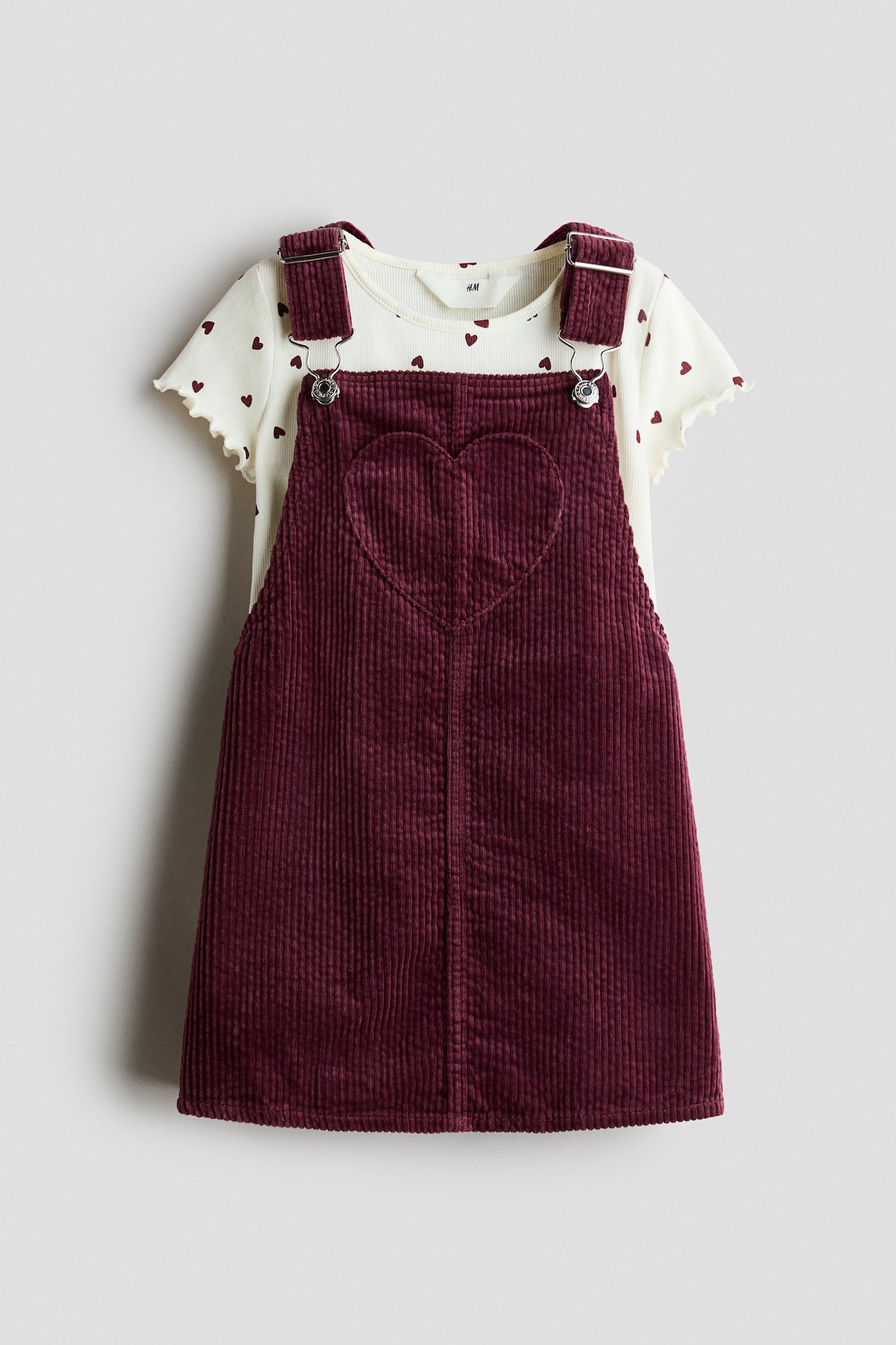 2-piece dungaree dress and top set
