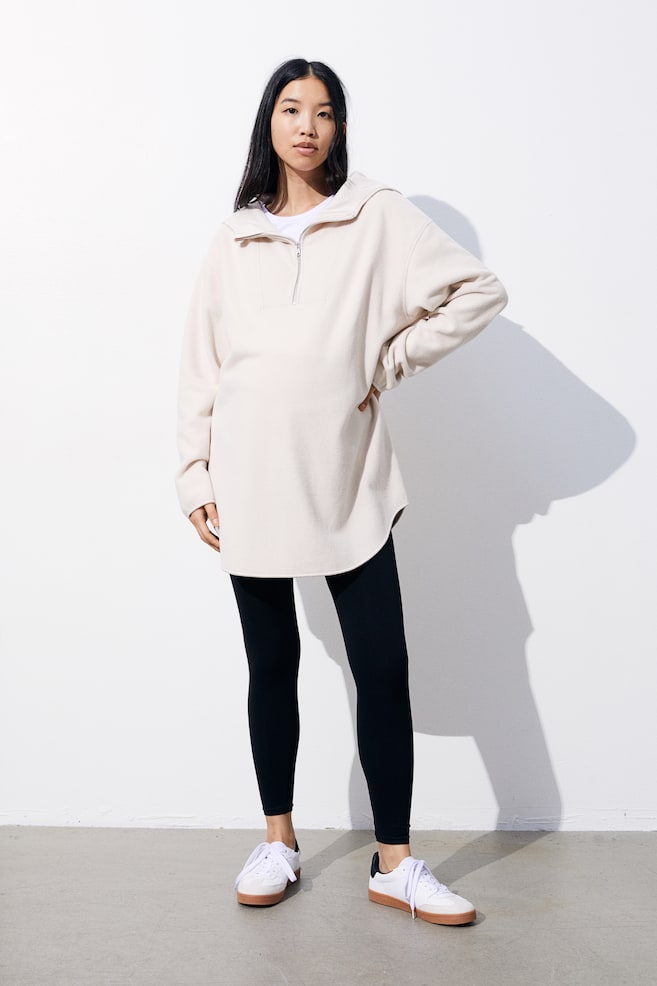 MAMA Oversized fleece hoodie - Natural white - 1