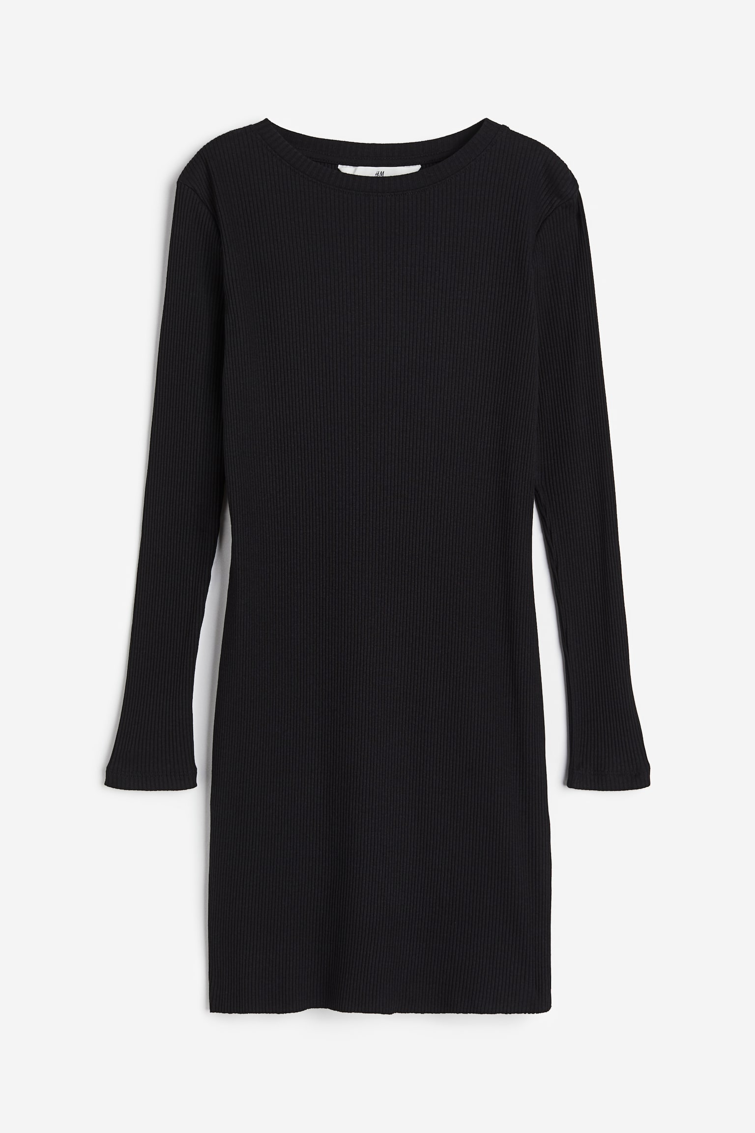 Ribbed cotton dress - Black - 1