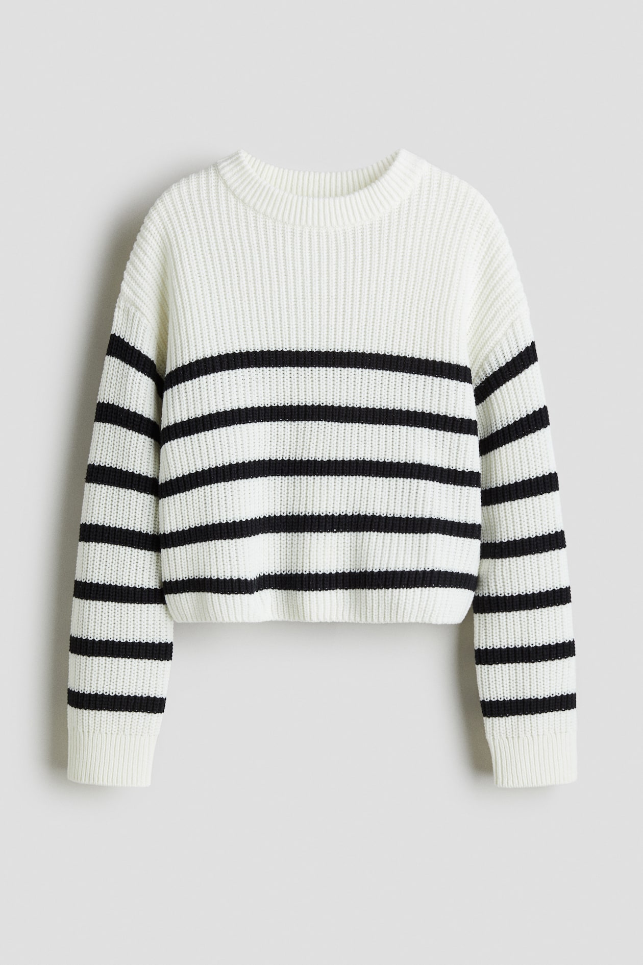 Cotton-blend jumper - White/Black striped - Kids | H&M GB