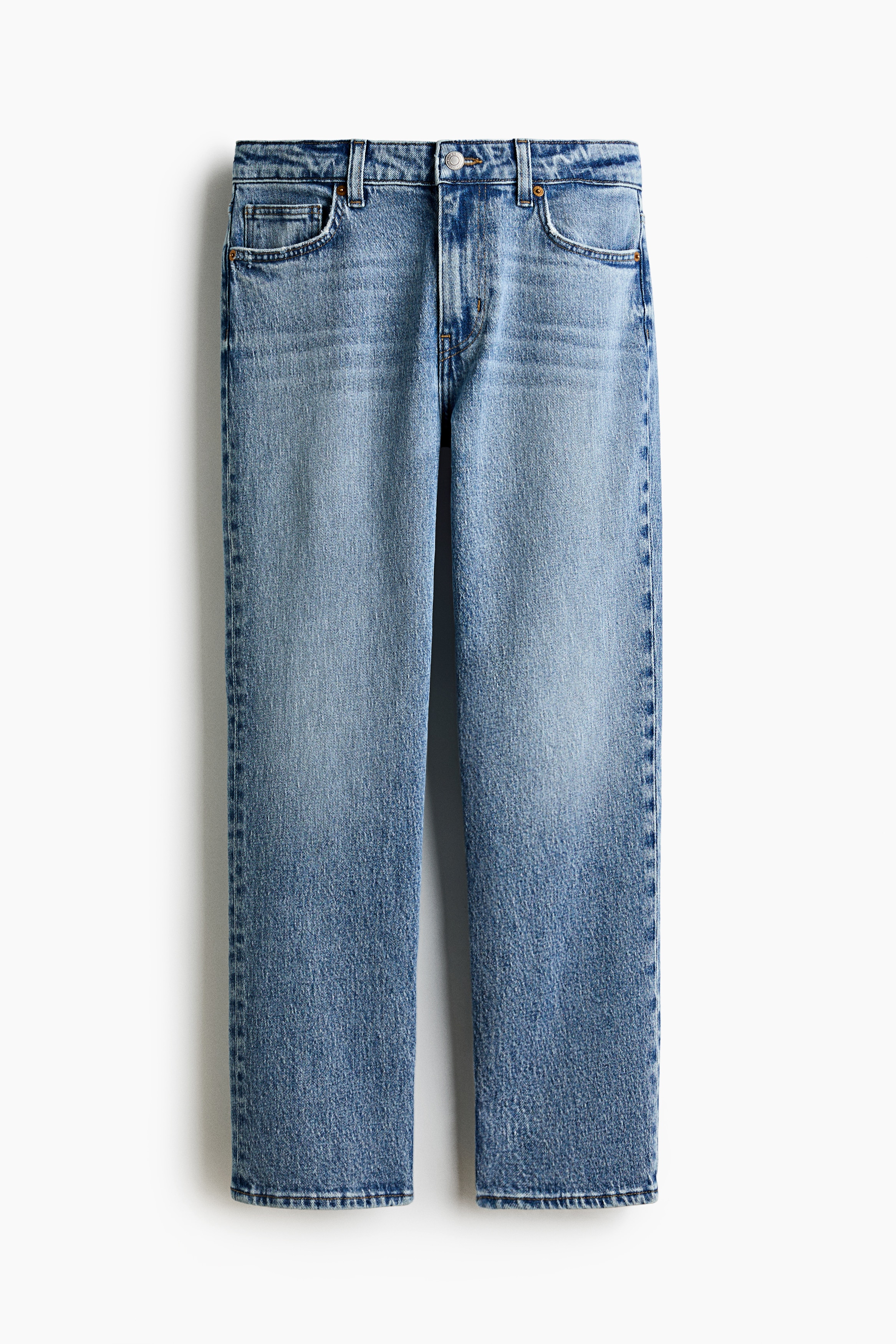 Slim Straight Regular Waist Ankle Jeans-Μπλε denim