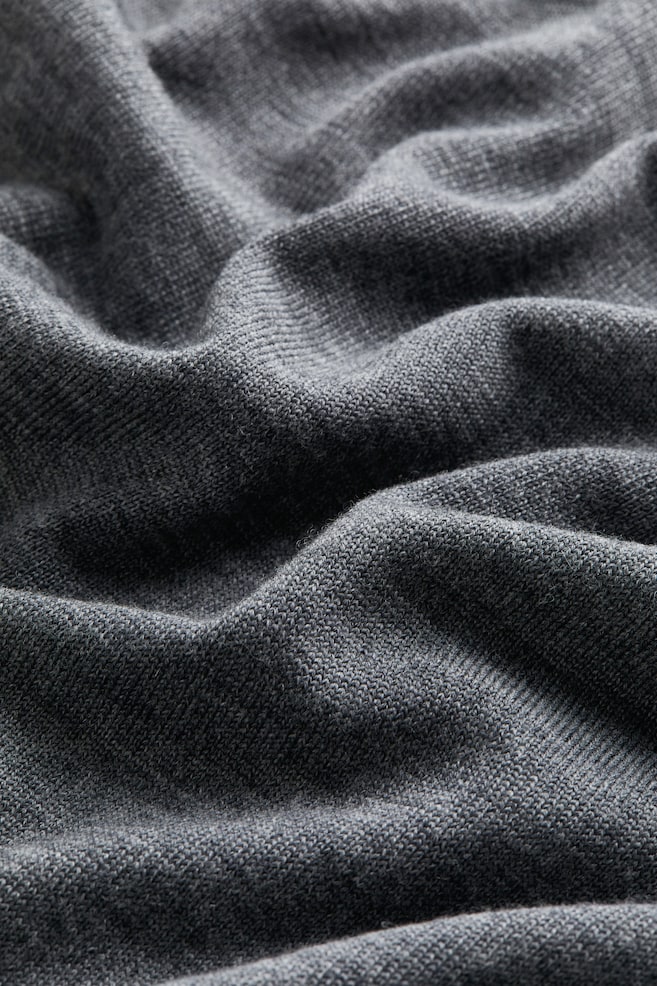 Merino wool polo-neck dress - Dark grey marl - 5