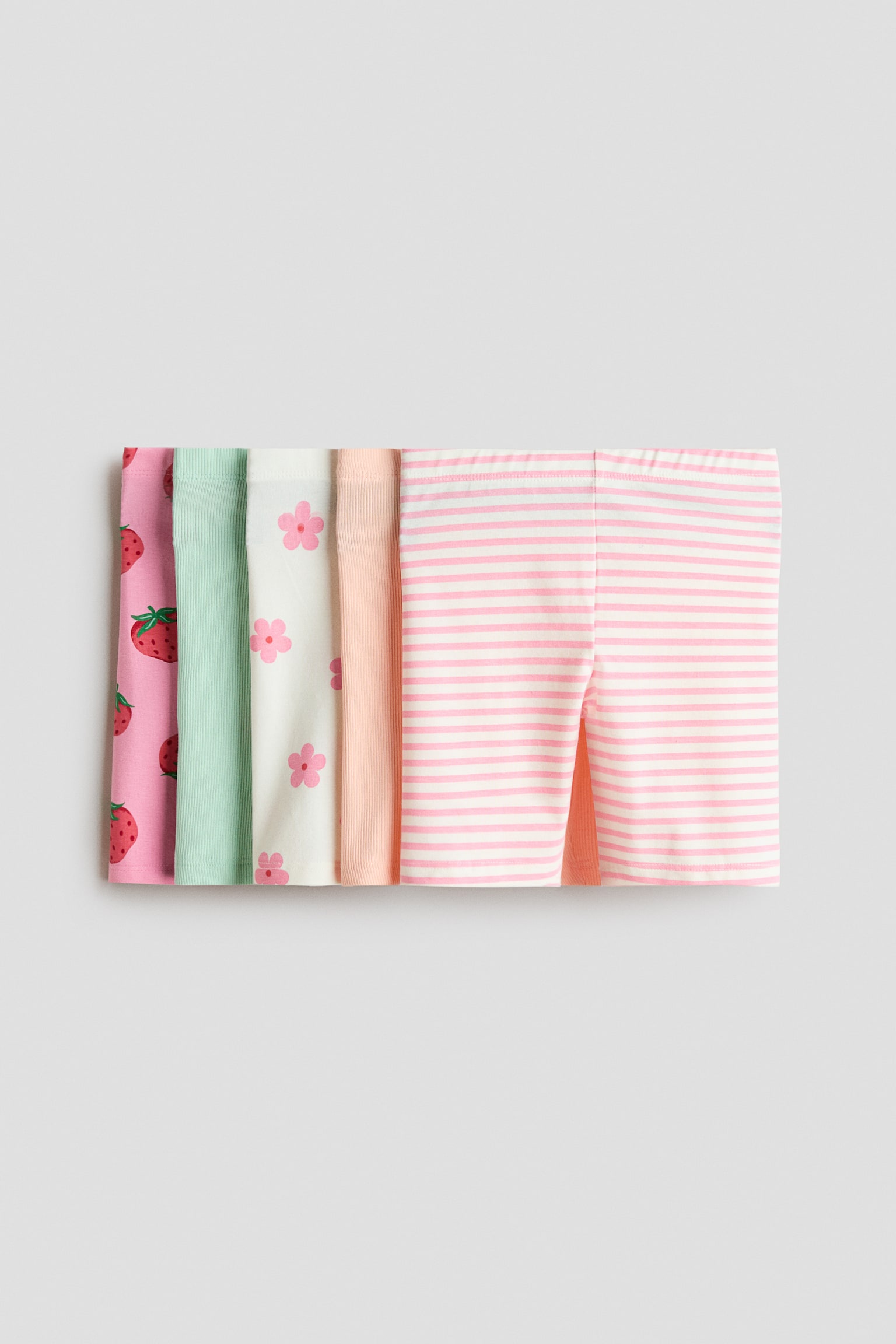 5-pack Shorts biker de algodón - Rosa/Fresas/Crema/Caballos - 1