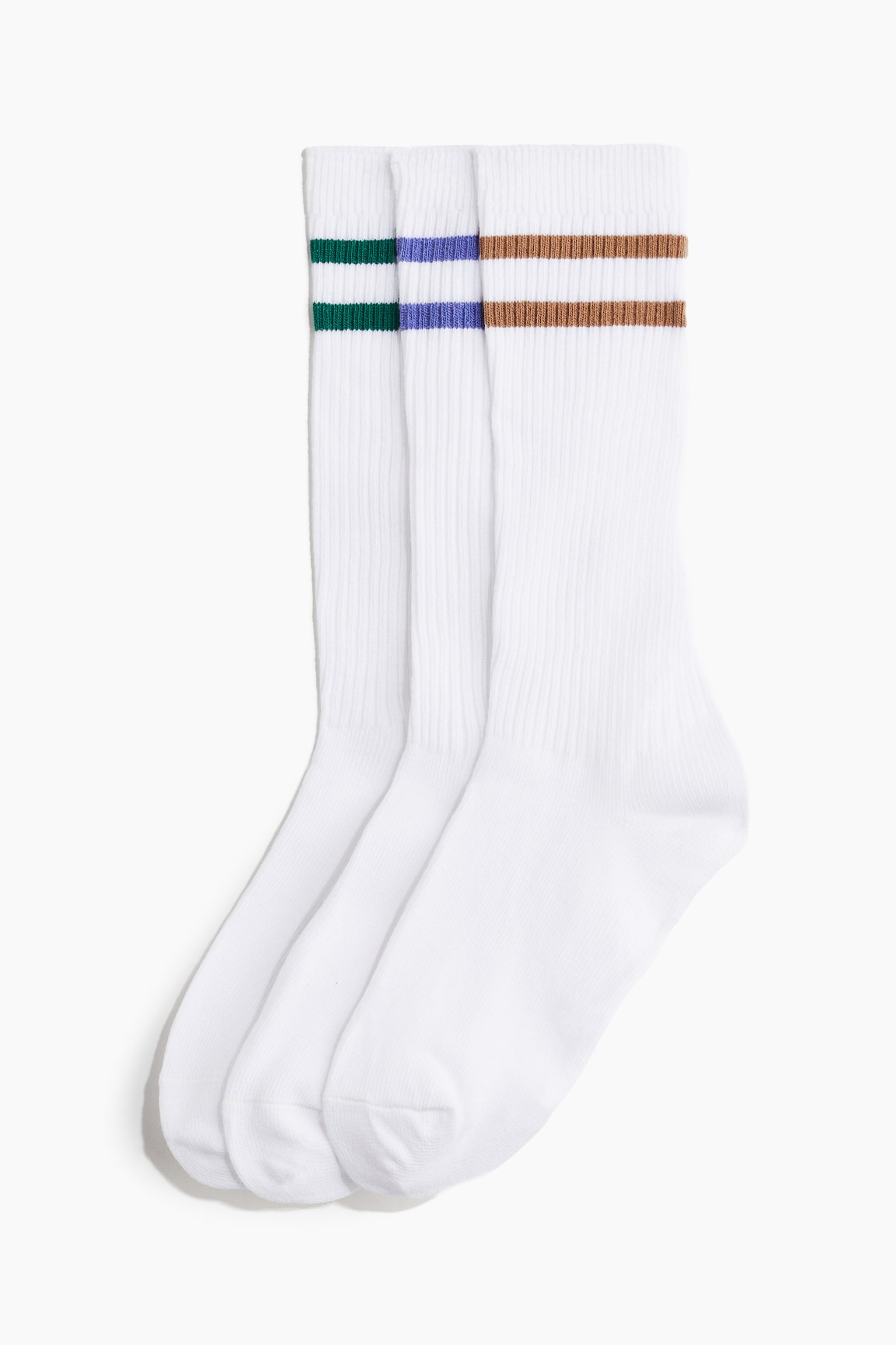 3-pack knee-high sports socks - White/Blue/White/Black/Light pink/Red - 1