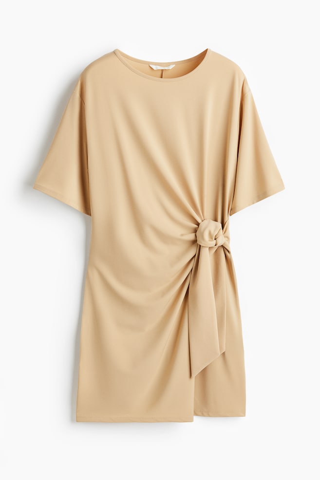 Robe avec détail noué - Beige - 1