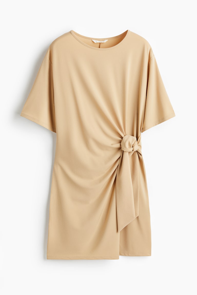 h&m linen blend knot detail dress Women's Black Knot-Detail Dress