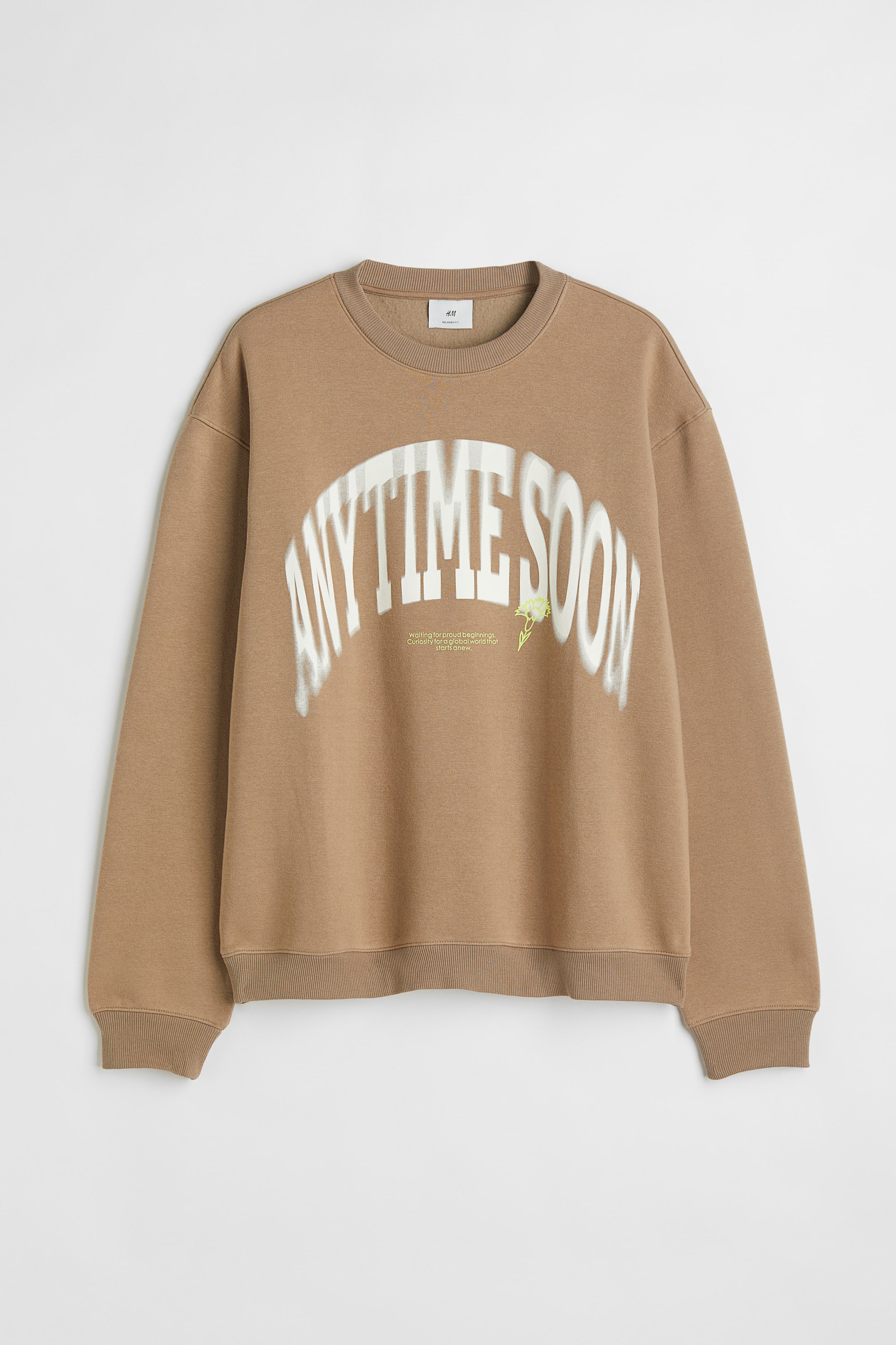 Loose Fit Printed sweatshirt - Dark beige/Anytime Soon - Men | H&M GB