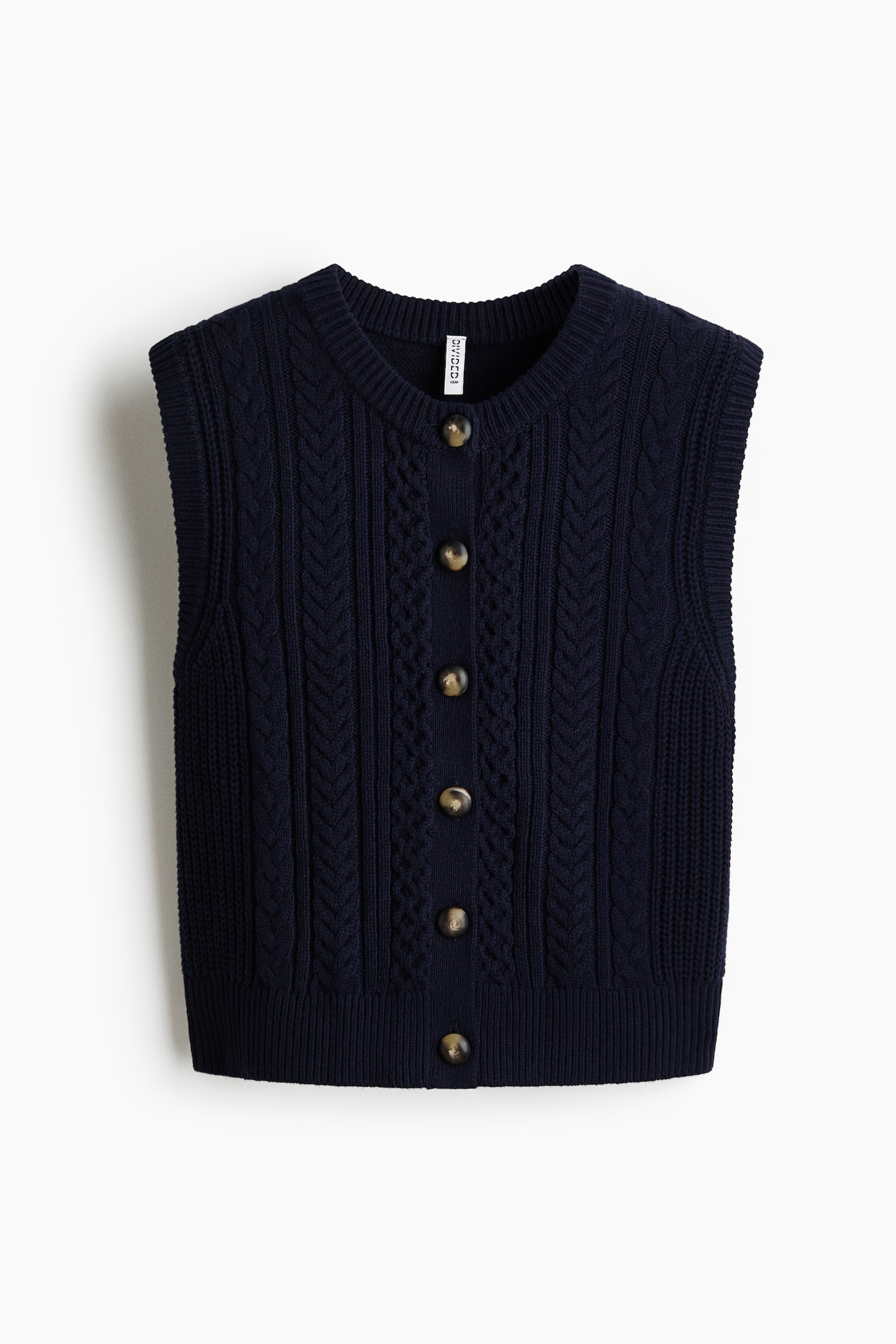 Cable-knit sweater vest - Navy blue - 1