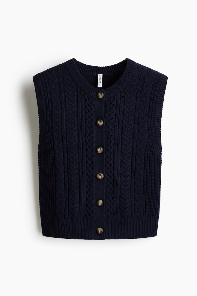 Cable-knit sweater vest - Navy blue - 1