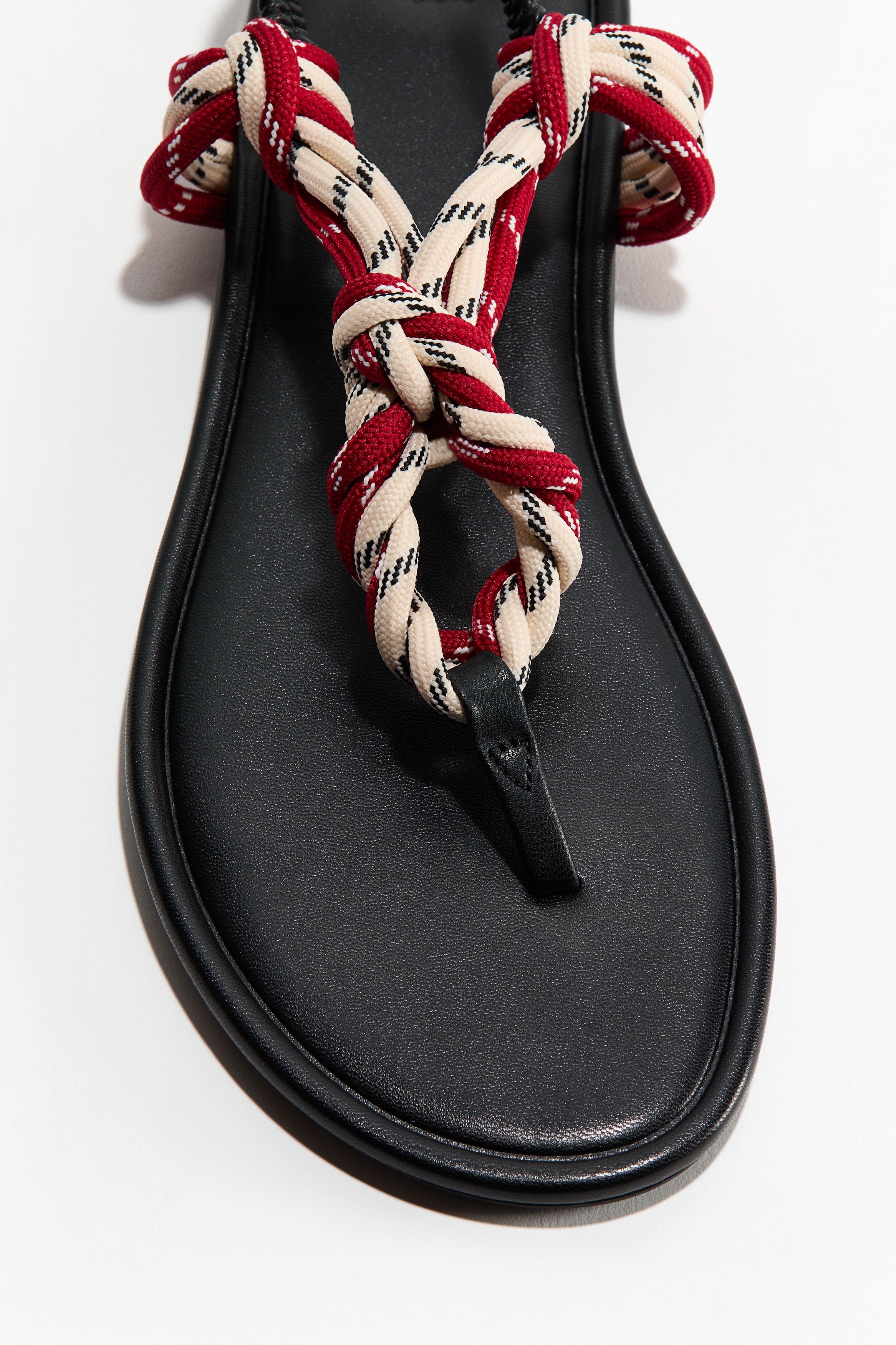 Sandalen met geknoopte bandjes - Zwart/rood/wit/Blauw/roomwit