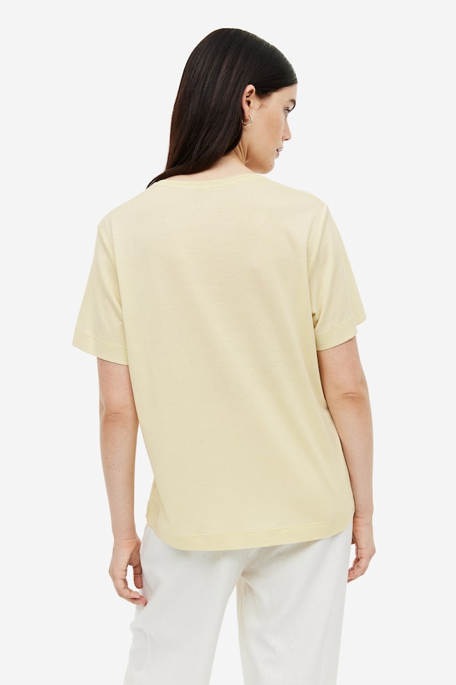 Silk-blend T-shirt - Pale yellow - 6