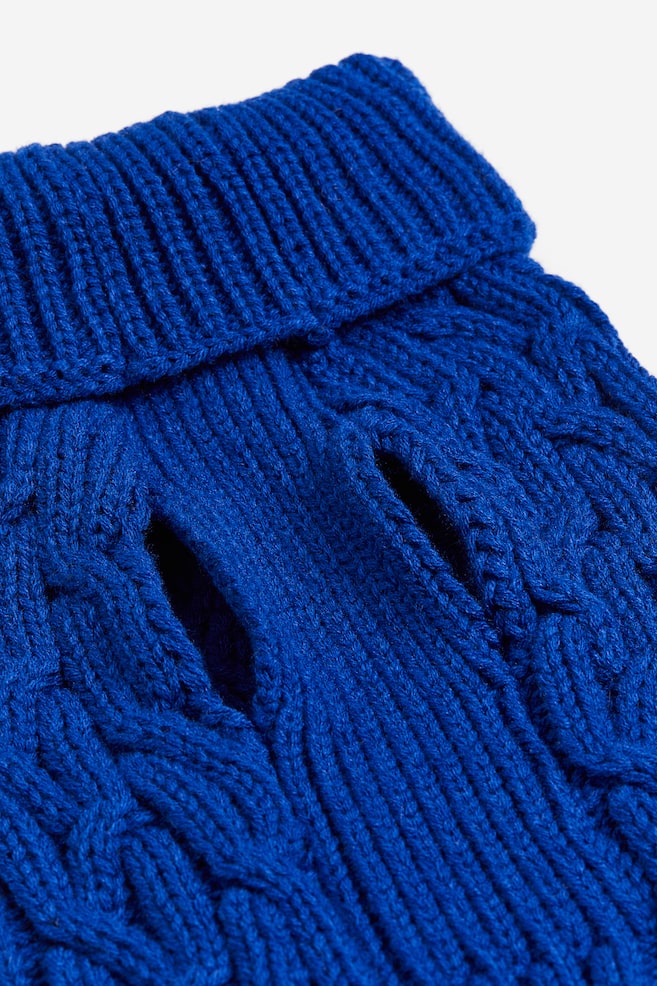 Cable-knit dog jumper - Bright blue/Light beige/Red - 3