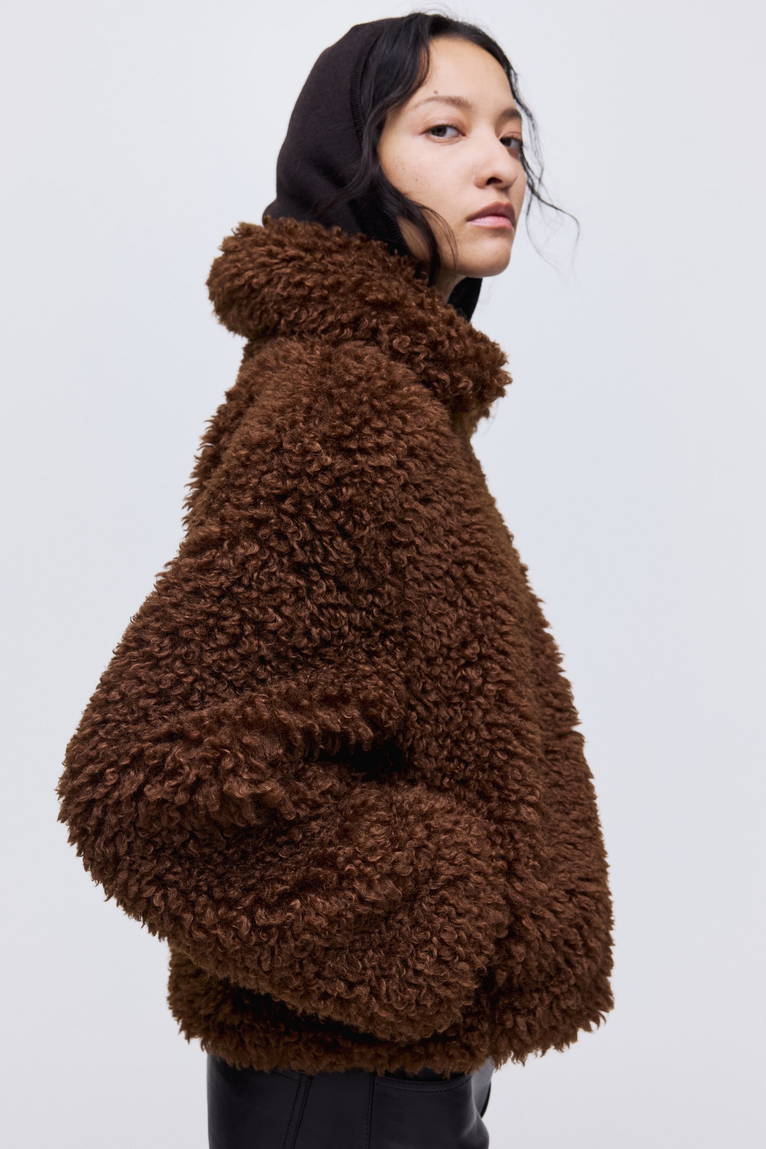 Jacke aus Teddyfleece - Dunkelbraun/Beige - 6