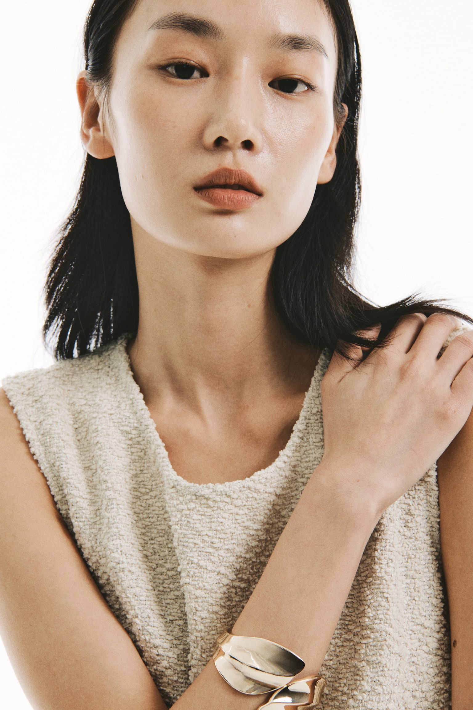 프린지 트리밍 드레스 - 라이트 베이지 - 6