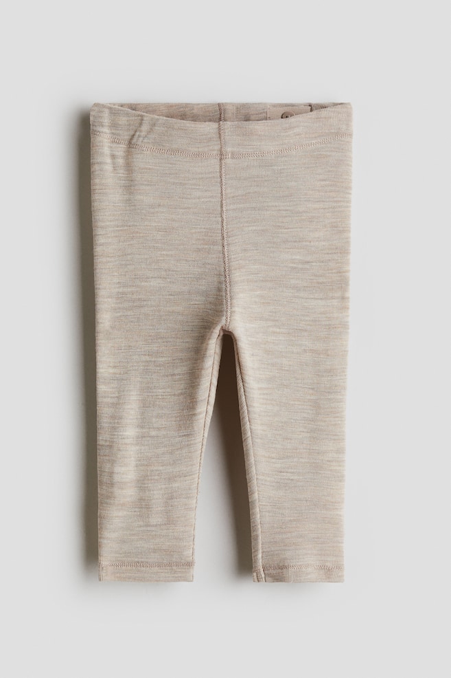 Legging en jersey de laine mérinos - Beige chiné/Rose/Vert kaki chiné - 1