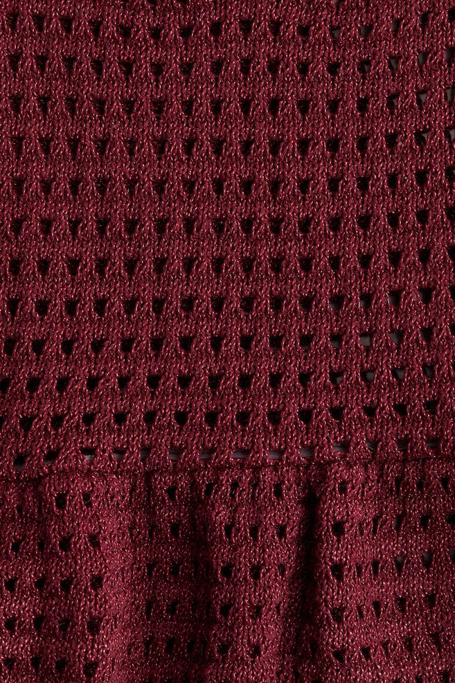 Crochet-look strappy top-Burgundy - 6
