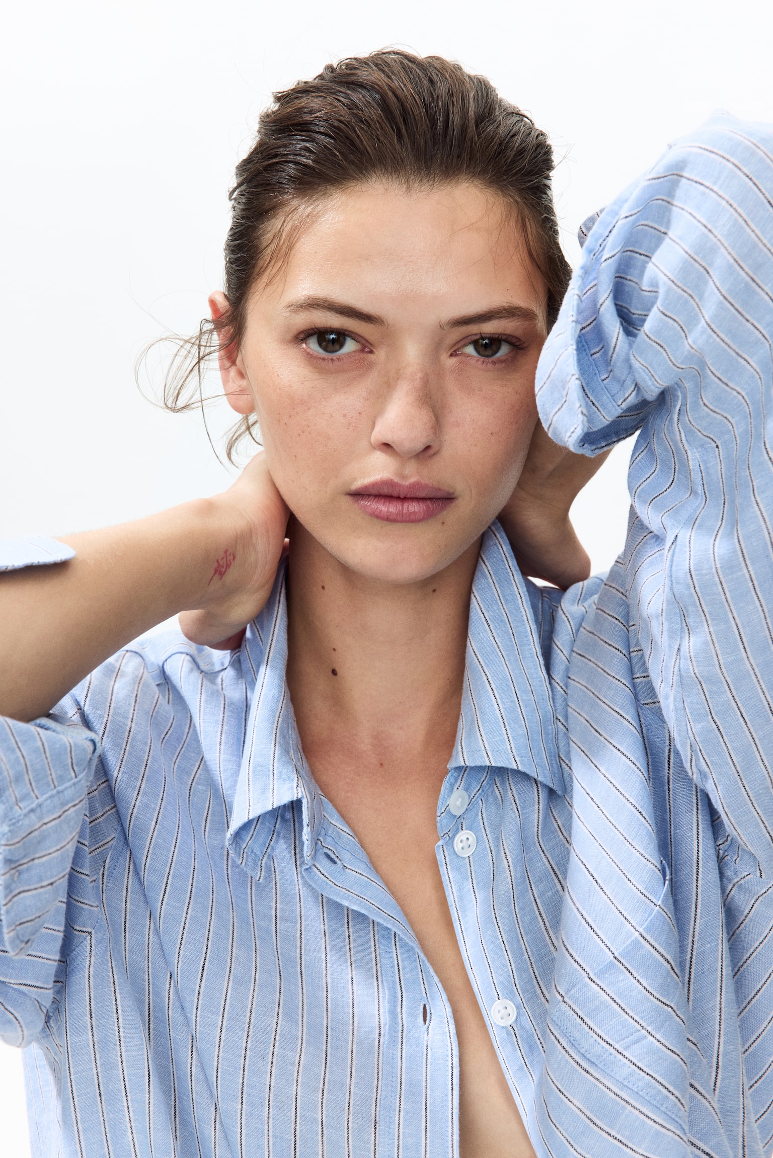 Linen-blend shirt - Light blue/Striped/Light blue/Light pink/Striped/Light purple/Black/White - 5