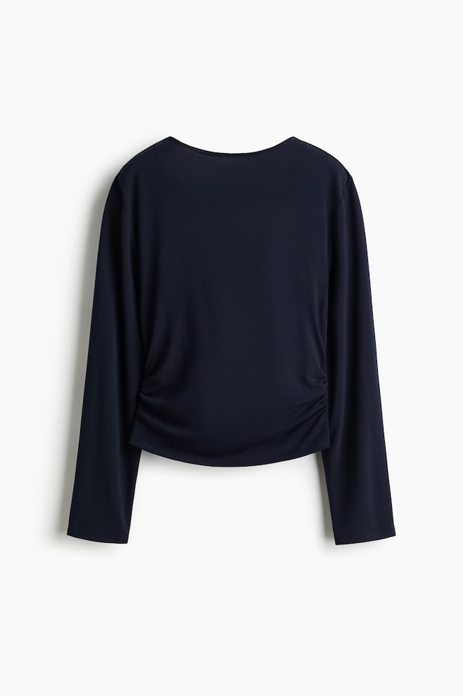 Cowl-back jersey top - Navy blue/Black/Brown - 1