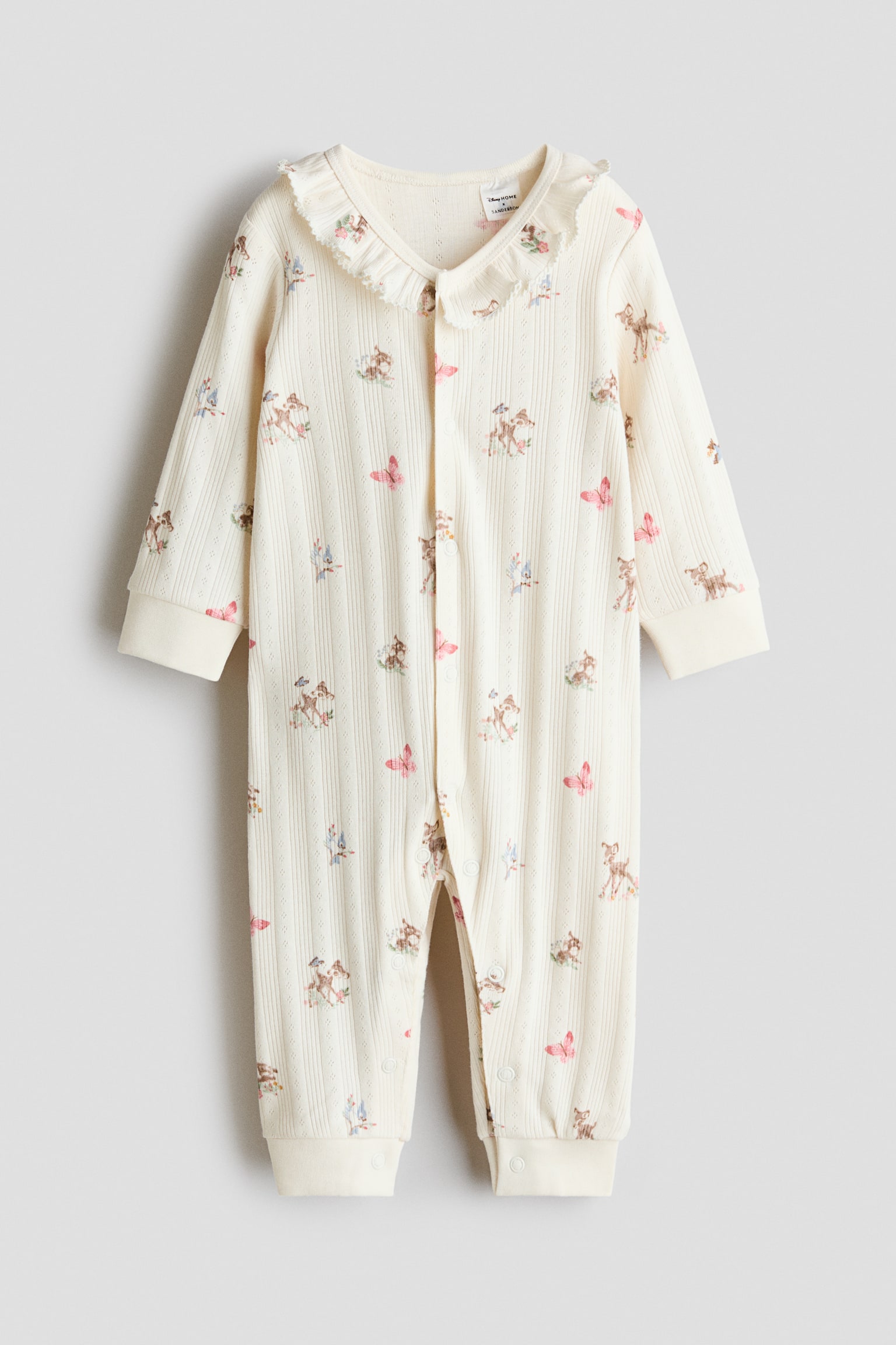 プリントポインテルカバーオールパジャマ - クリーム／バンビ
