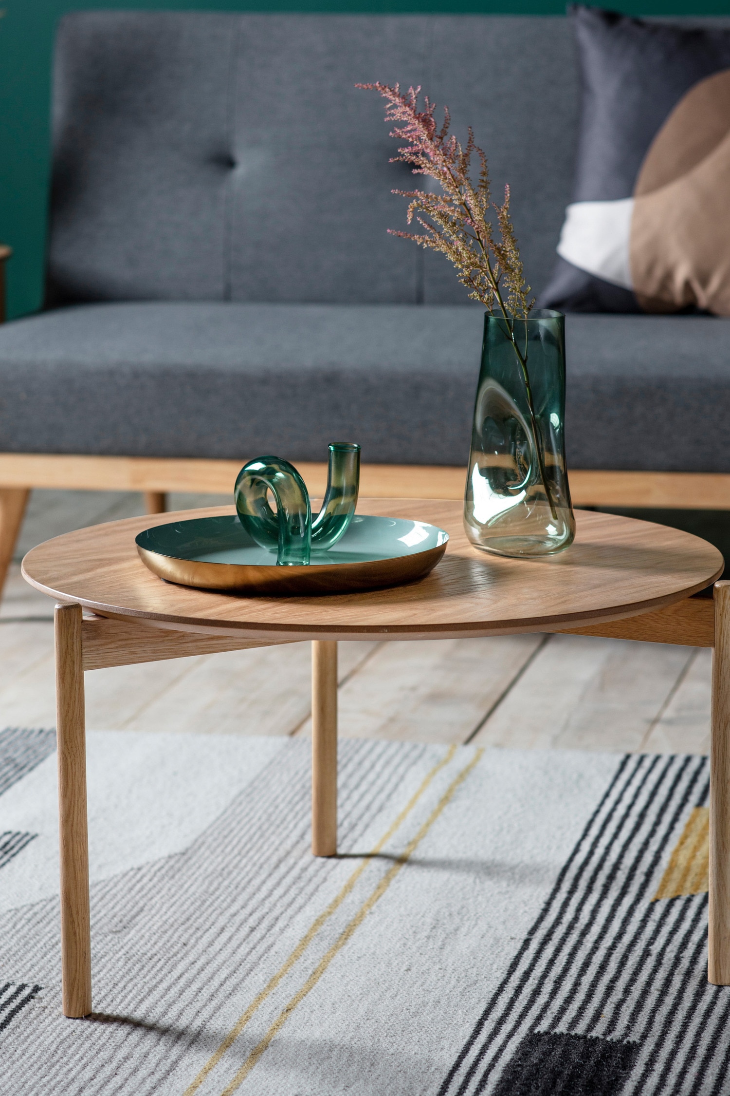 Wood Veneer Coffee Table - Natural/Dark Wood/Dark Wood