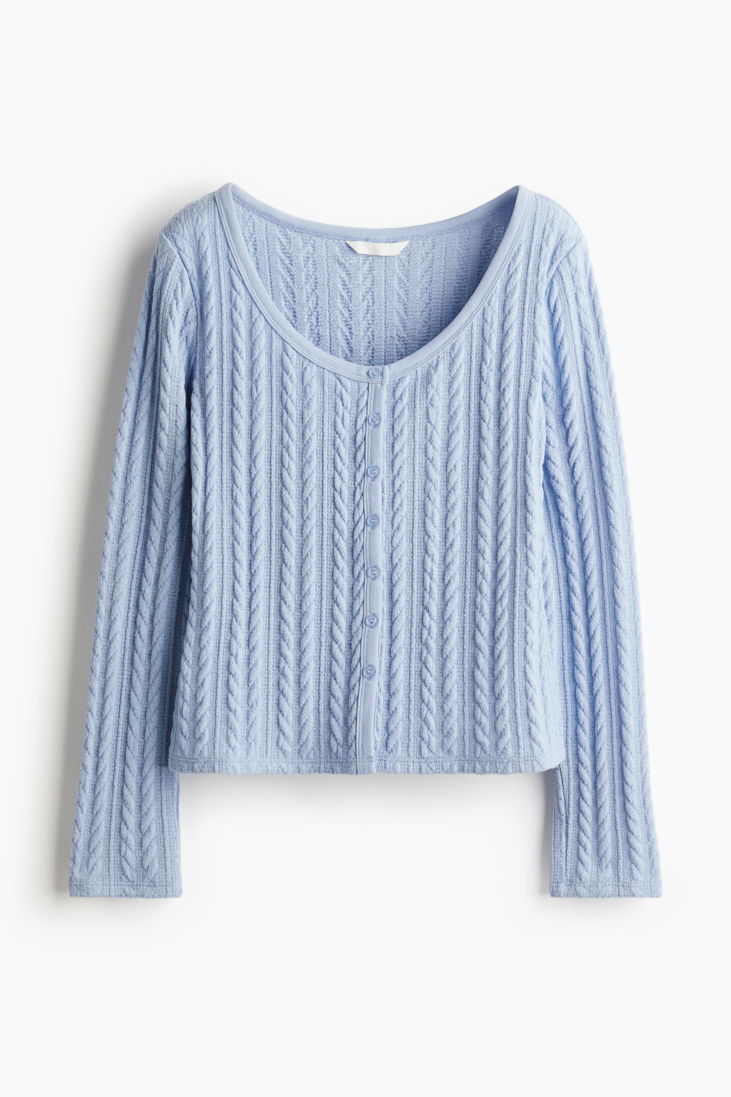 ポインテルニット ボタンフロントトップス - ライトブルー