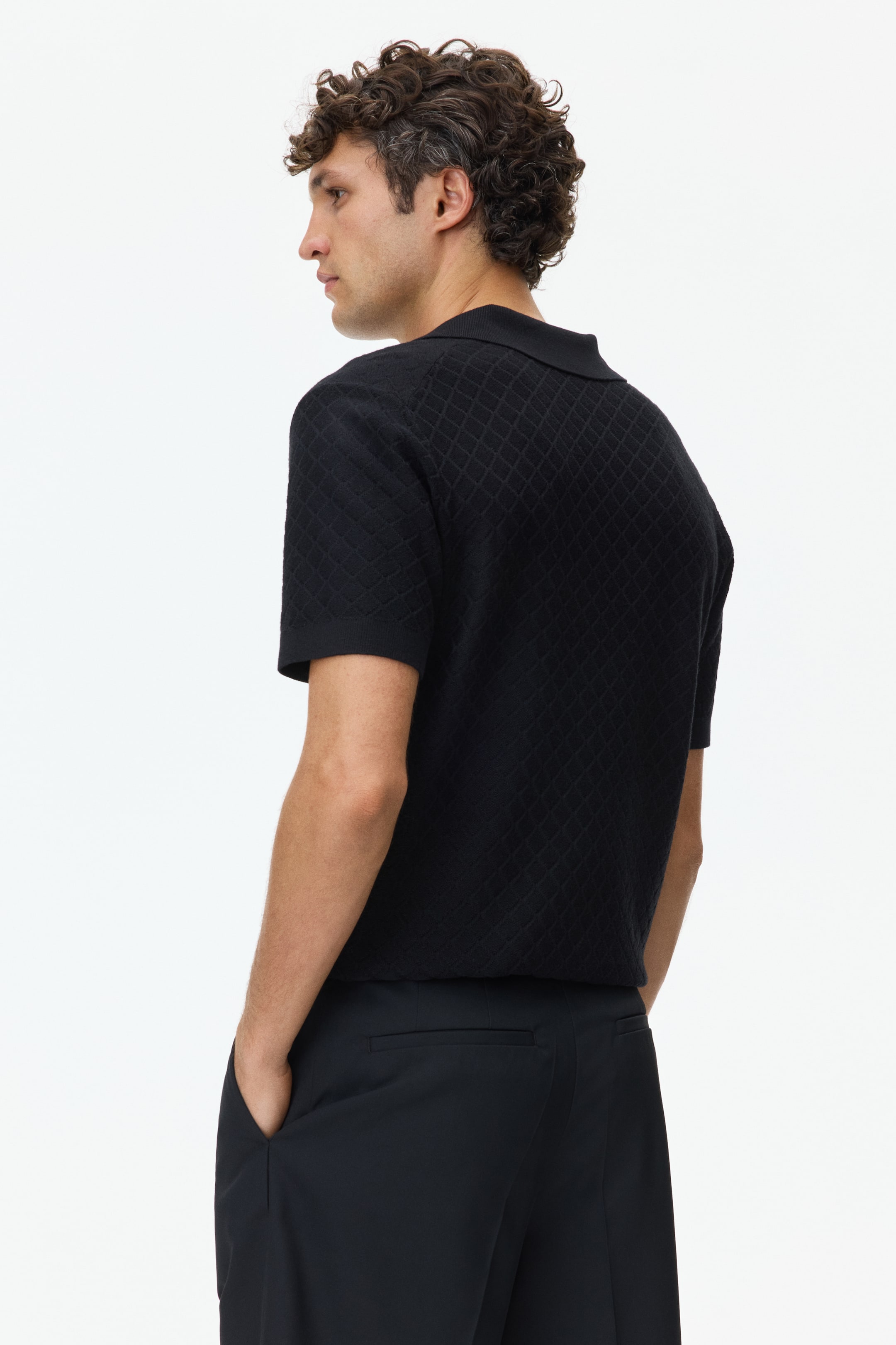 Slim-Fit Textured-Knit Polo Shirt