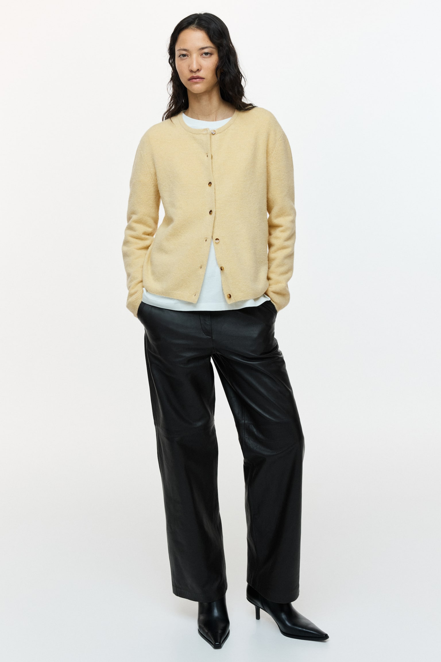 Loose-Fit Cardigan - Light yellow/Dark gray melange/Taupe melange/Beige melange/Gray melange/Black/Dark gray melange - 2