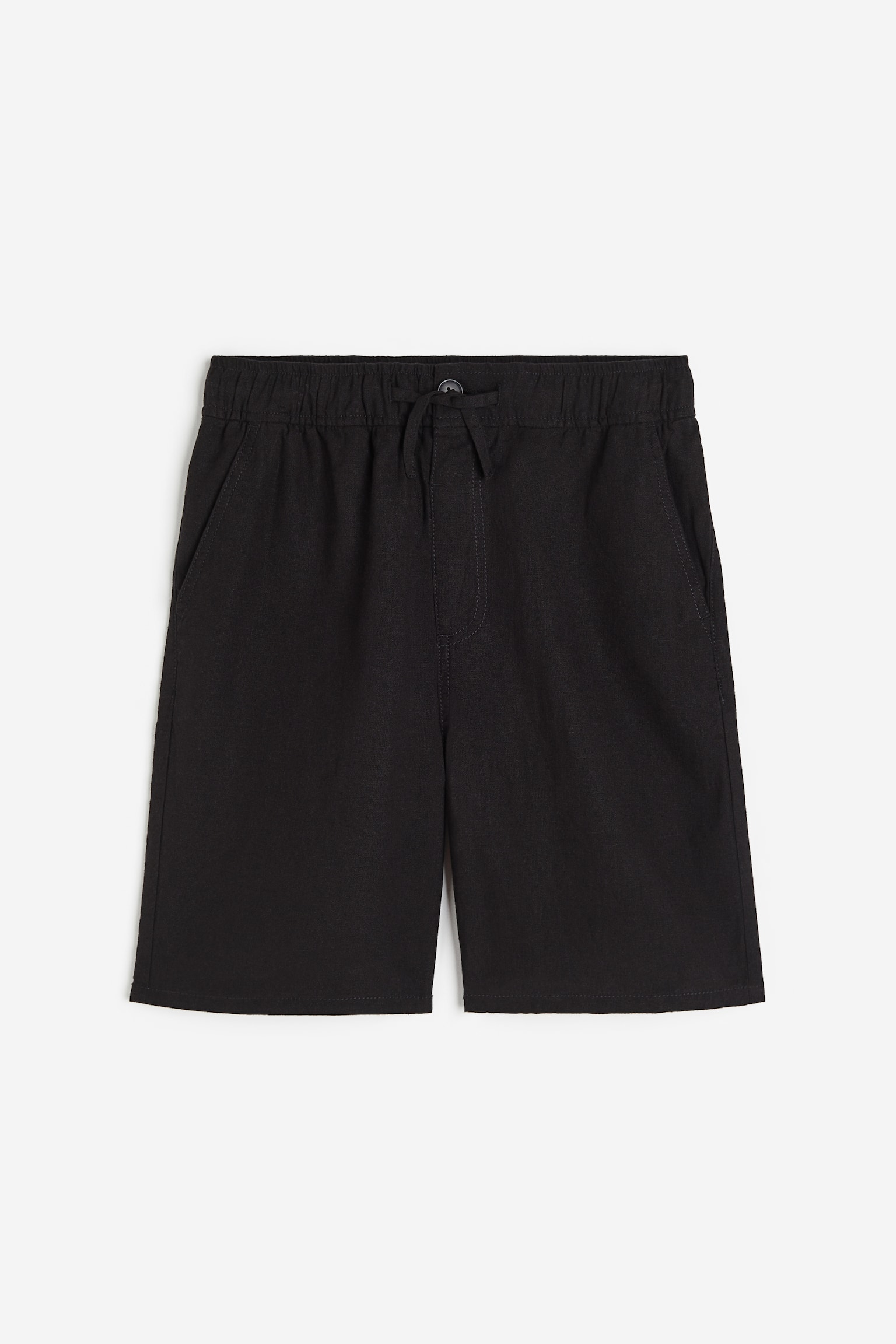 Linen-blend shorts - Black - 1