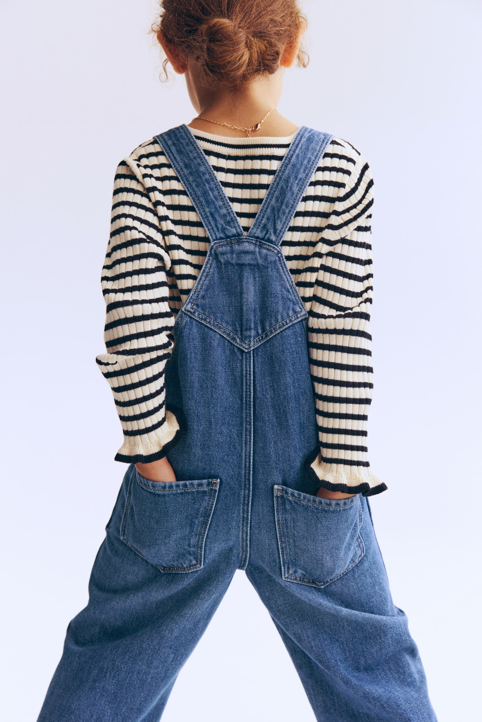 Детский комбинезон H&M Denim Overalls, цвет: Джинсовый синий — фото 4