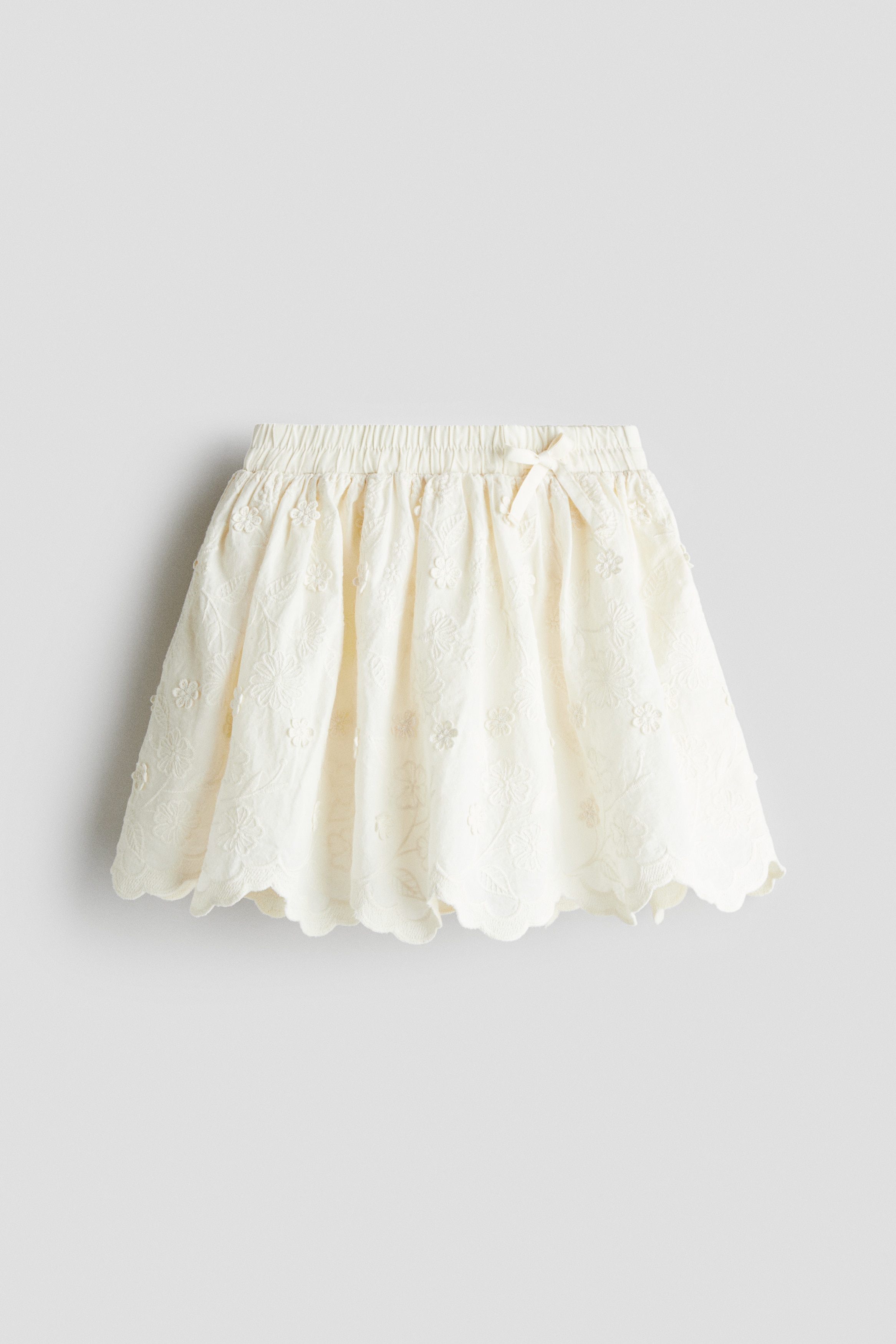 Hímzett pamutszoknya - Krémszínű