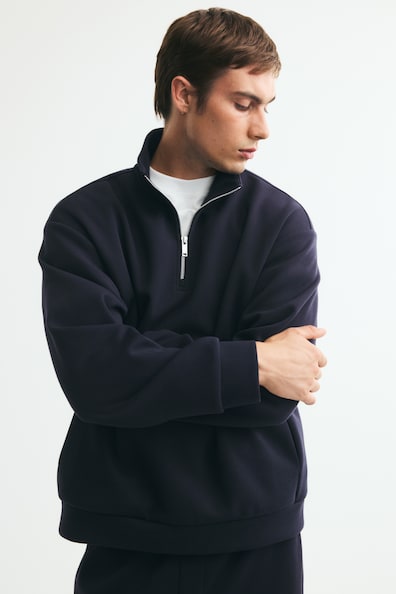 リラックスフィット ハーフジップスウェットトップス