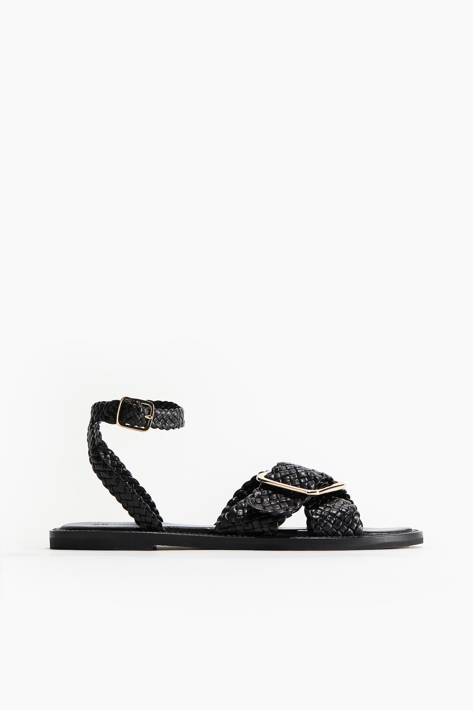 Braided leather sandals - Black - 1