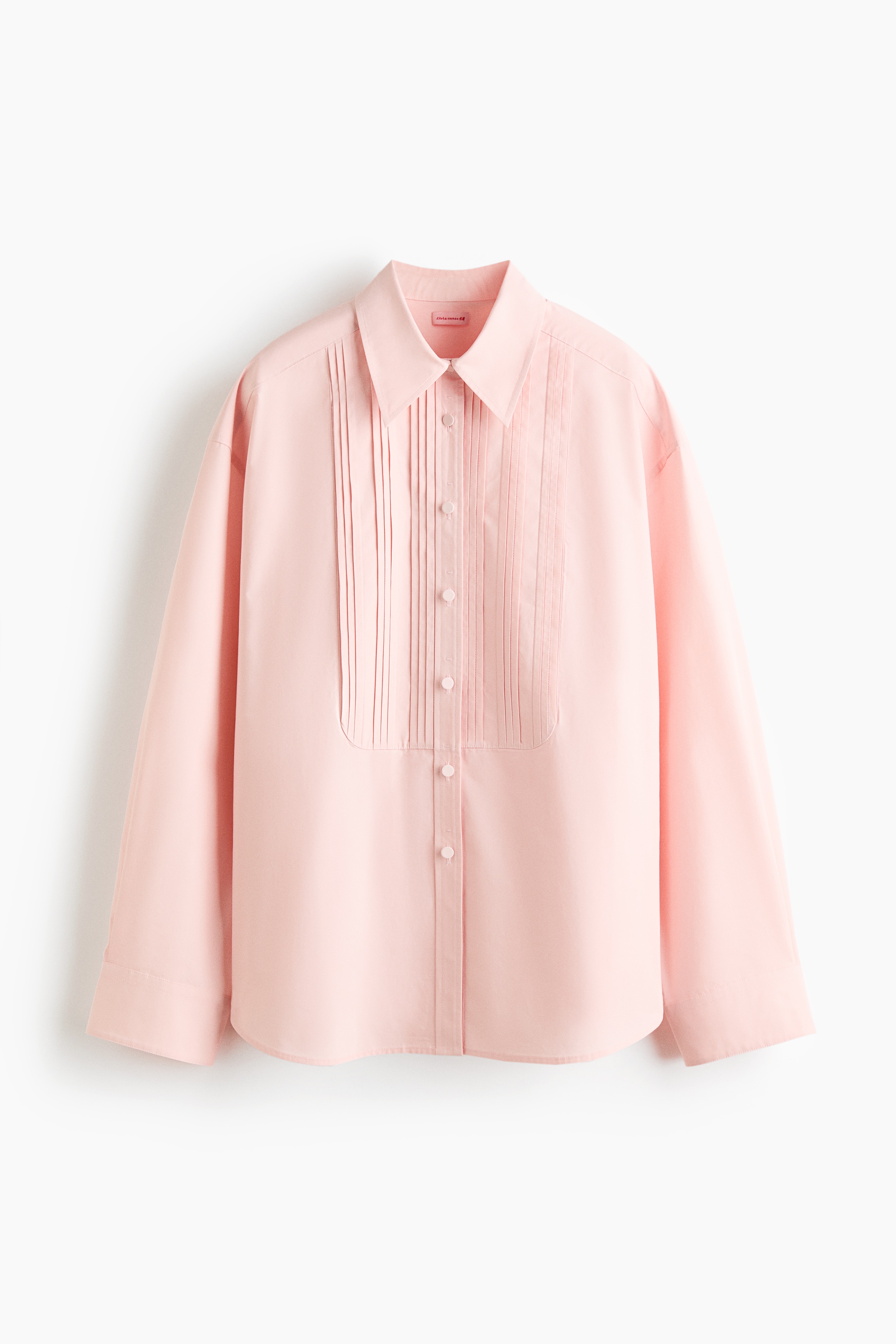 Bib-front poplin shirt - Light pink
