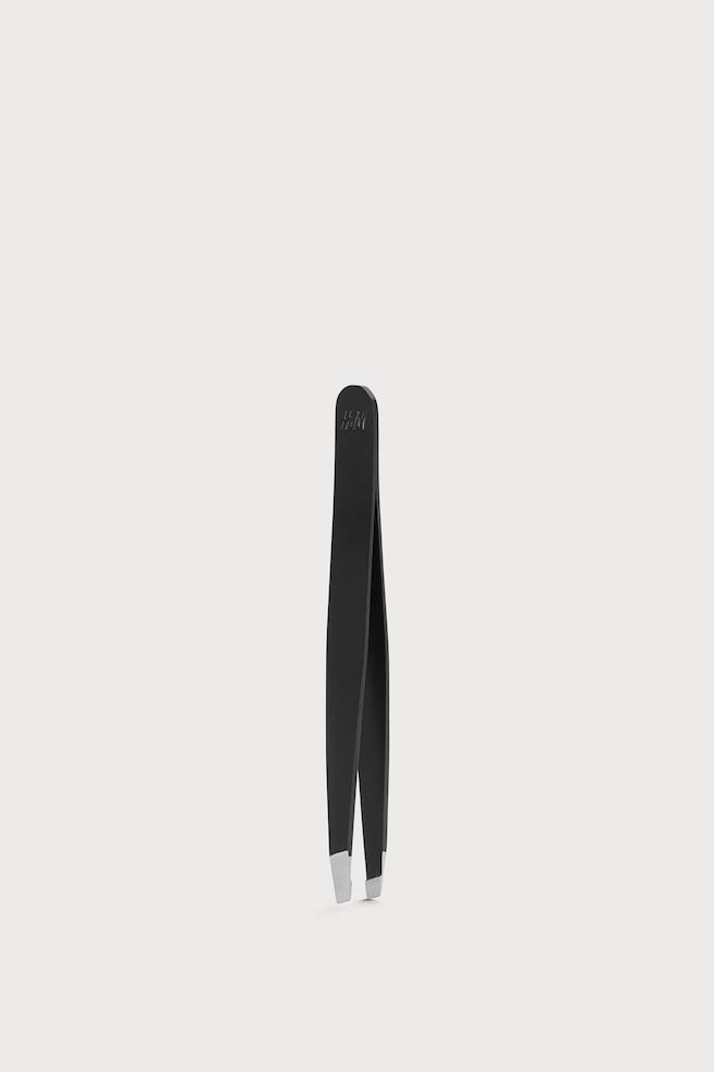 Tweezers - Black/Angled/Silver-coloured/Slanted/Black - 1