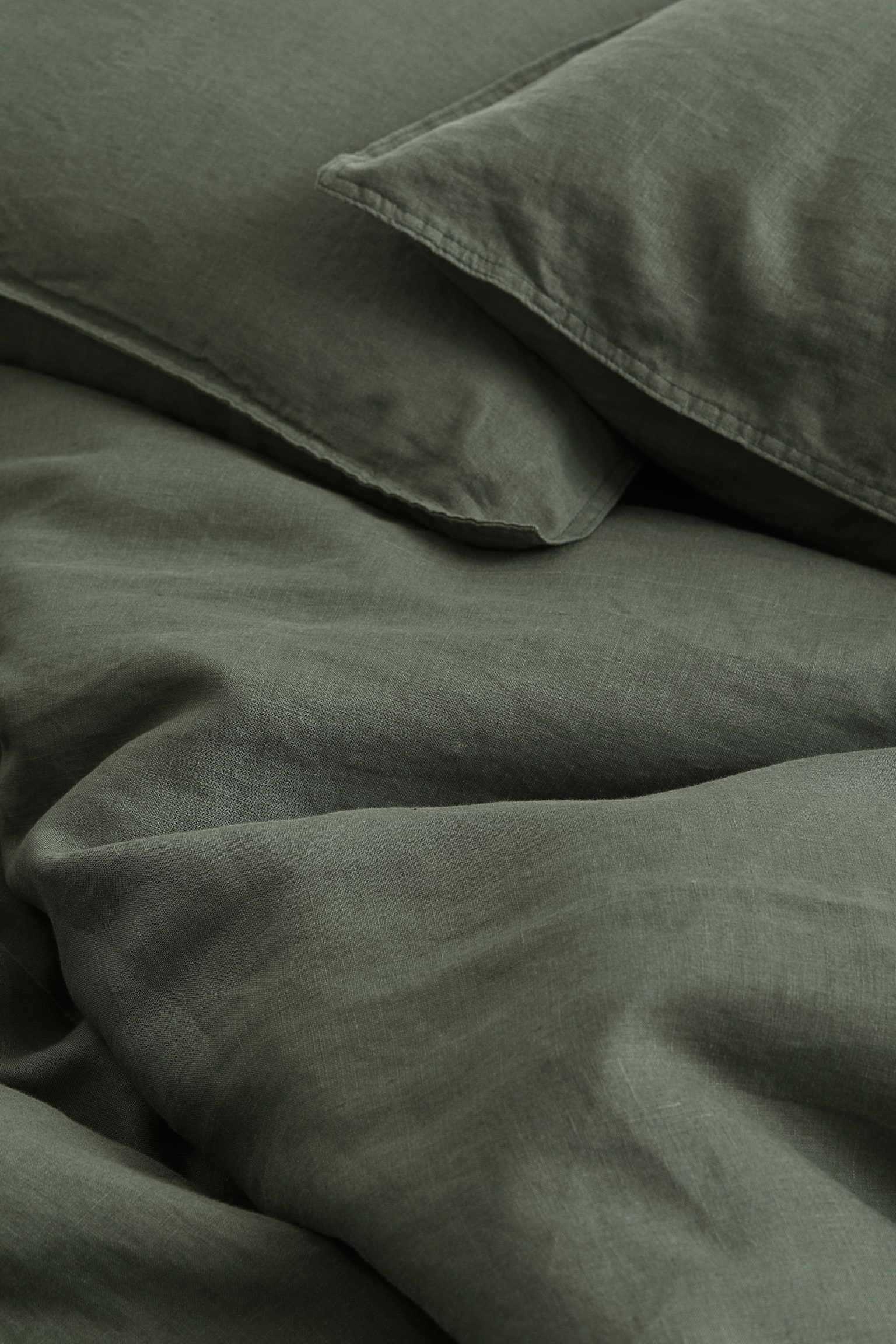 Linen double/king duvet cover set - Dark khaki green/Beige/Light grey/Sage green/White - 3