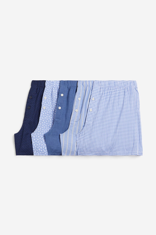 5-pack woven cotton boxer shorts - Light blue/Patterned/Black/White checked/Light blue/Dark blue/Dark blue/Checked/dc/dc/dc/dc/dc/dc/dc/dc/dc/dc - 1