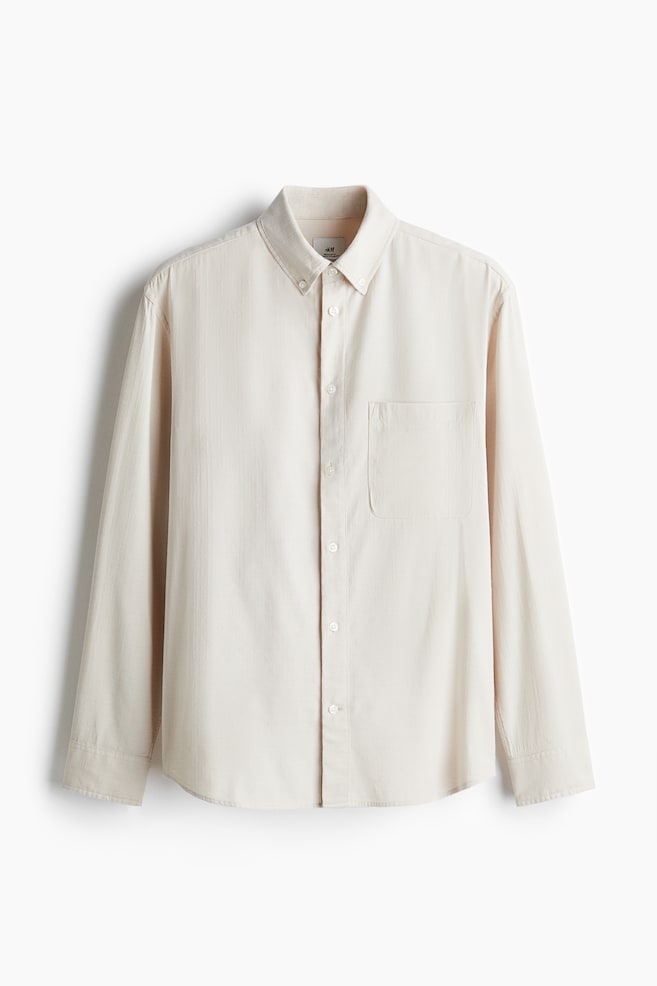 Regular Fit Textured Shirt - Light beige/Navy blue - 1