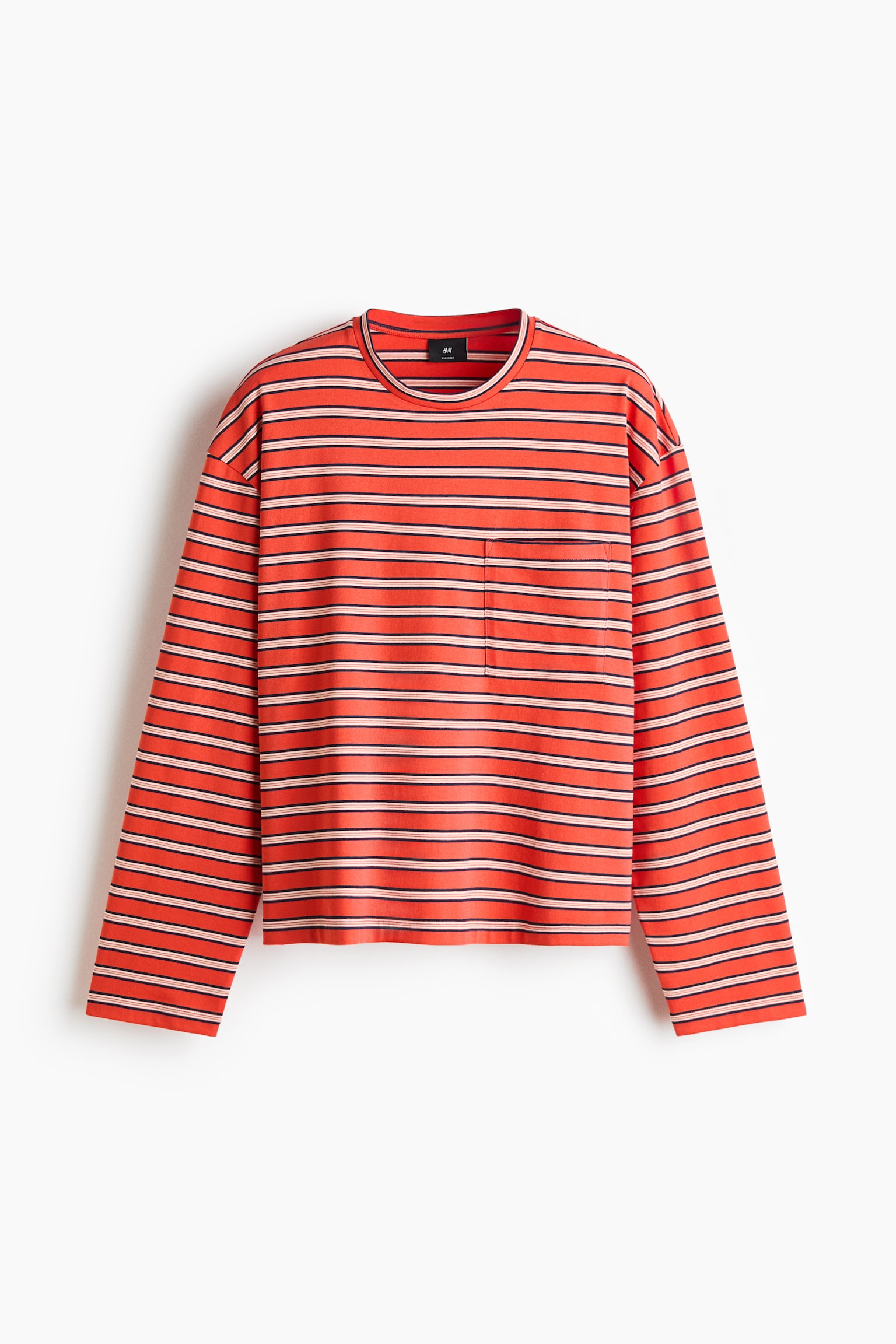 Regular Fit Long-sleeved Interlock T-shirt - Orange/Striped/Green/Striped