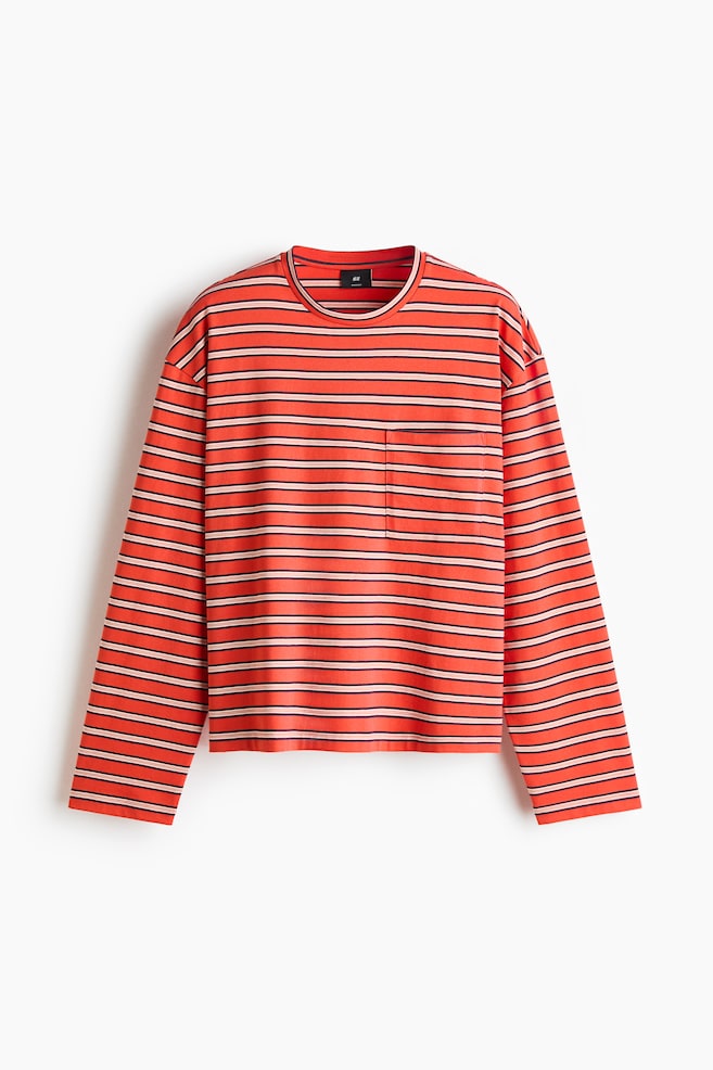 Camiseta interlock de manga larga Regular Fit - Naranja/Rayas/Verde/Rayas - 1