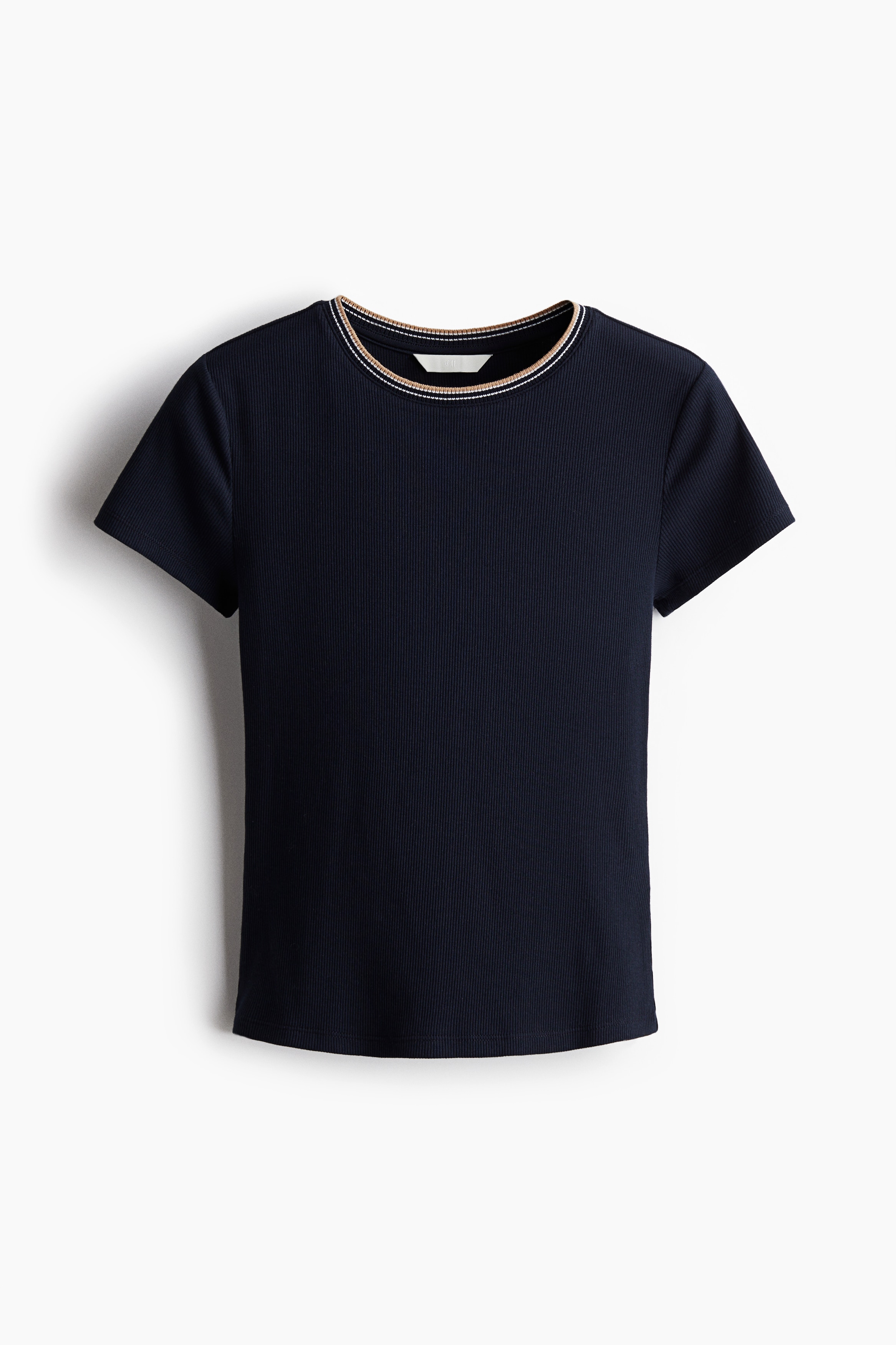 Playera en tejido acanalado - Azul marino/Blanco