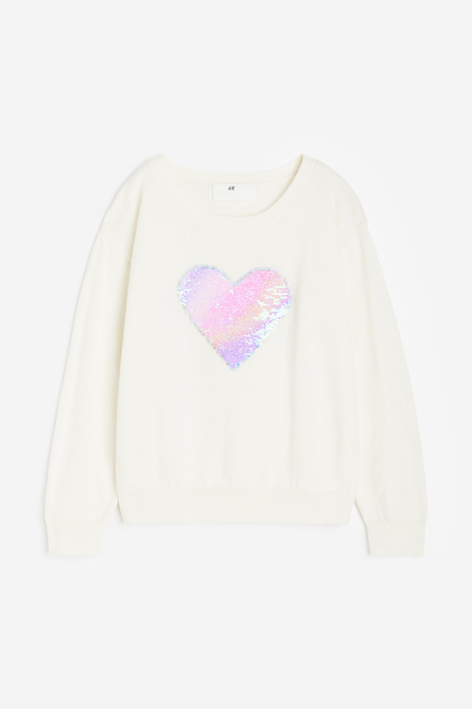 Reversible Sequin Design Sweater - White/Heart/Light pink/Unicorn/Purple/Horse/Natural white/Butterfly/Pink/Bunny - 1