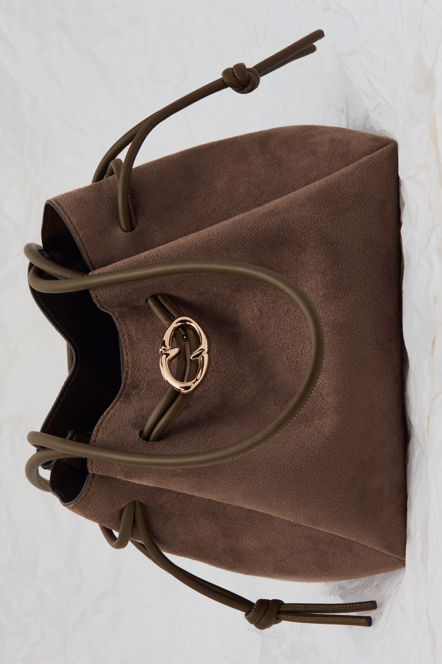 Drawstring-detail shoulder bag - Beige/Brown - 2