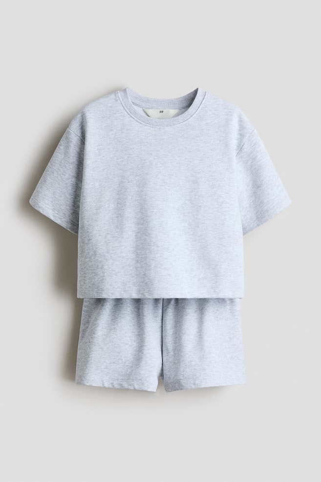 2-piece sweatshirt set - Light grey marl/Cream - 1