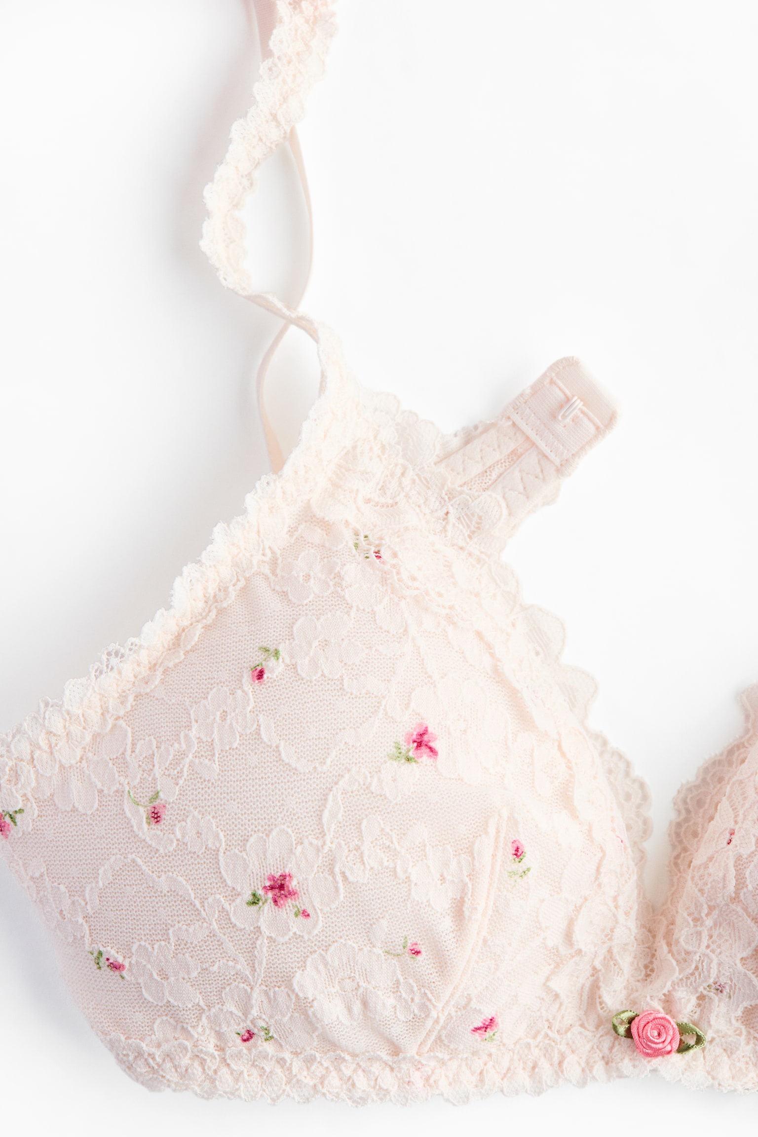 Бра Soft-Cup, уплотнённая чашка, кружево — H&M, цвет: Пудрово-розовый / С принтом — фото 4