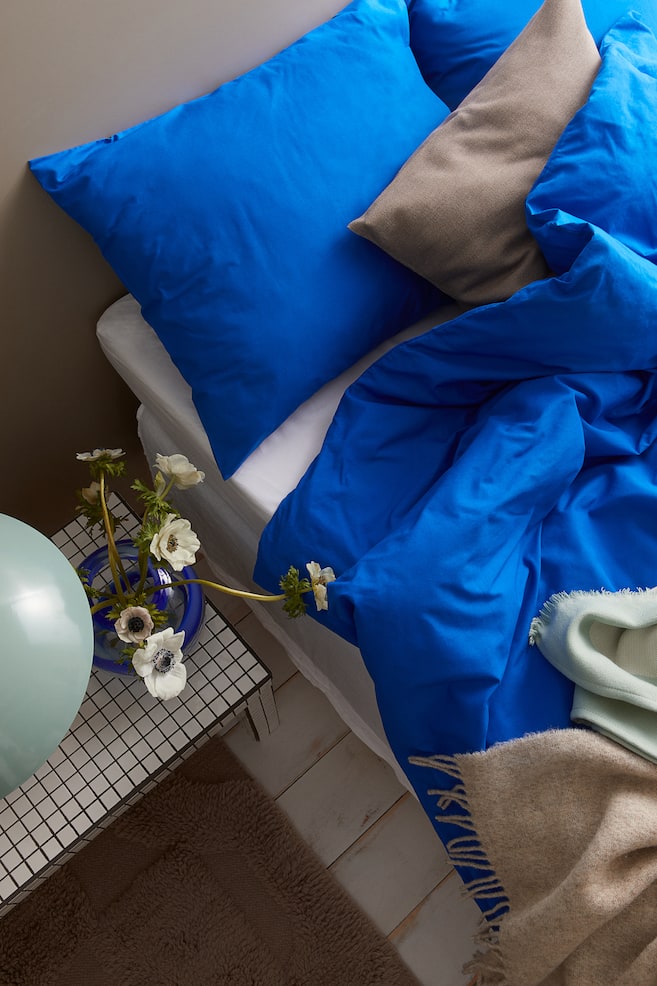 Enkelt sengesæt i bomuld - Klar blå/Mørkegrøn/Lysegrøn/Lys rosa/Varm rosa/Hvid/Dueblå/Lys pastelblå/Mørk beige - 2