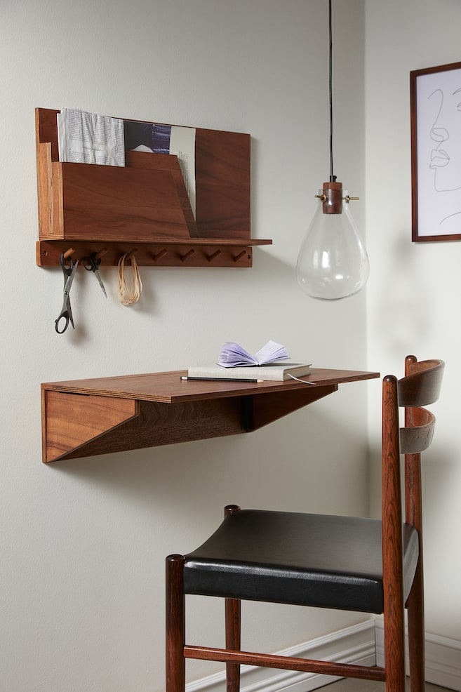 Wall-hanging desk - Brown/Light beige - 2