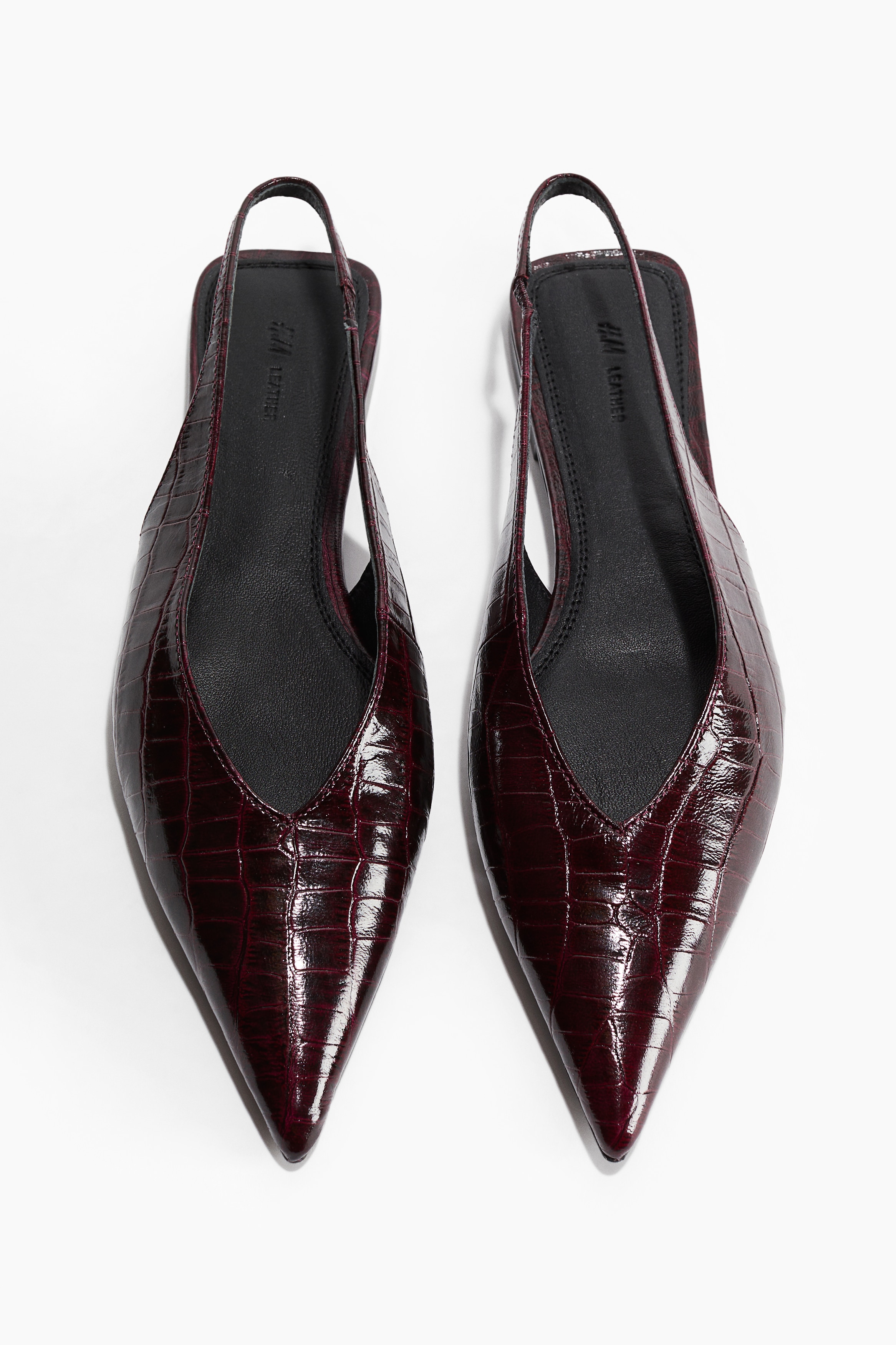 Slingbacks i läder - Vinröd/Krokoimitation/Khakigrön/Krokoimitation/Svart