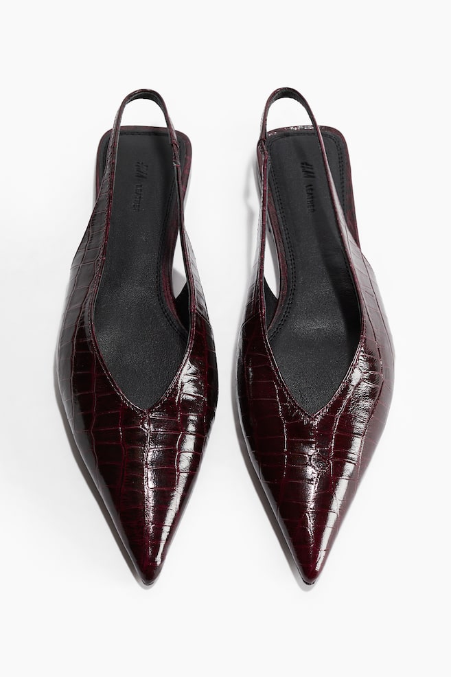 Escarpins en cuir avec bride arrière - Bordeaux/imitation crocodile/Vert kaki/imitation crocodile - 1