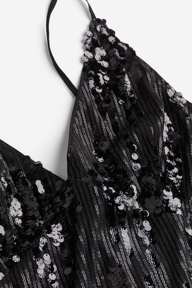 Sequined slip dress - Black - 5