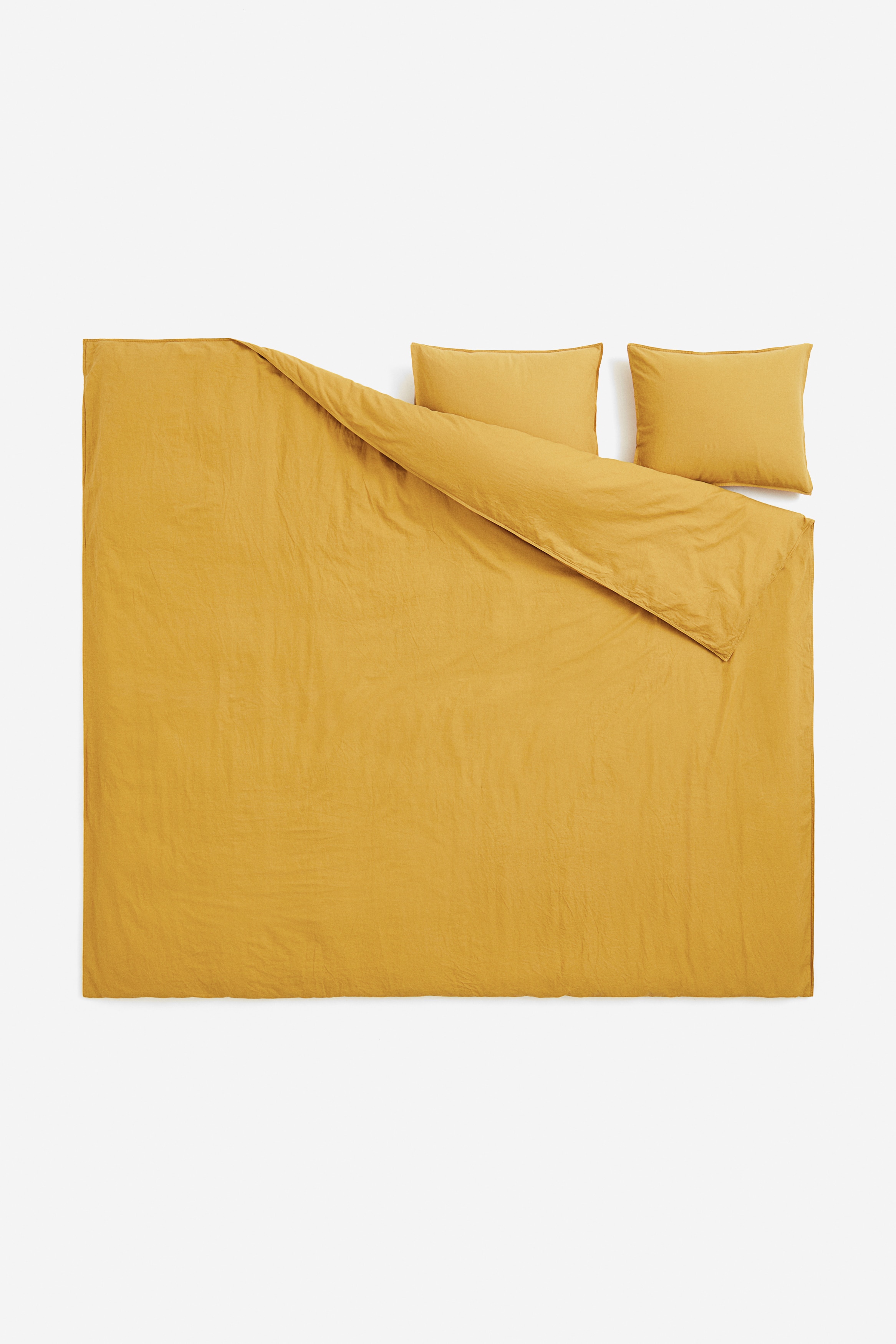 H&M Home  - Linen-blend double/king size duvet cover set - Dark yellow - size: KING